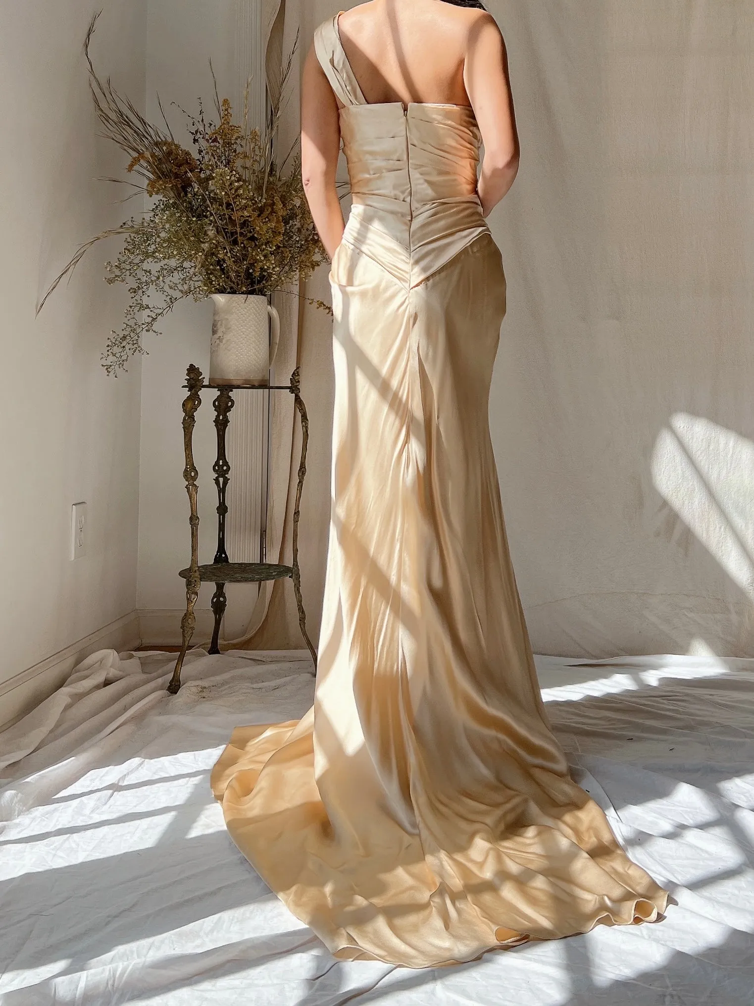 Vintage David Fielden Charmeuse Silk Dress - S