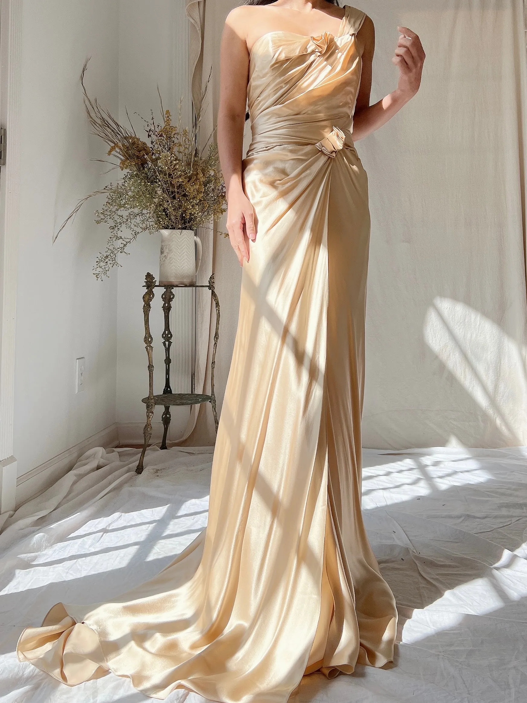 Vintage David Fielden Charmeuse Silk Dress - S