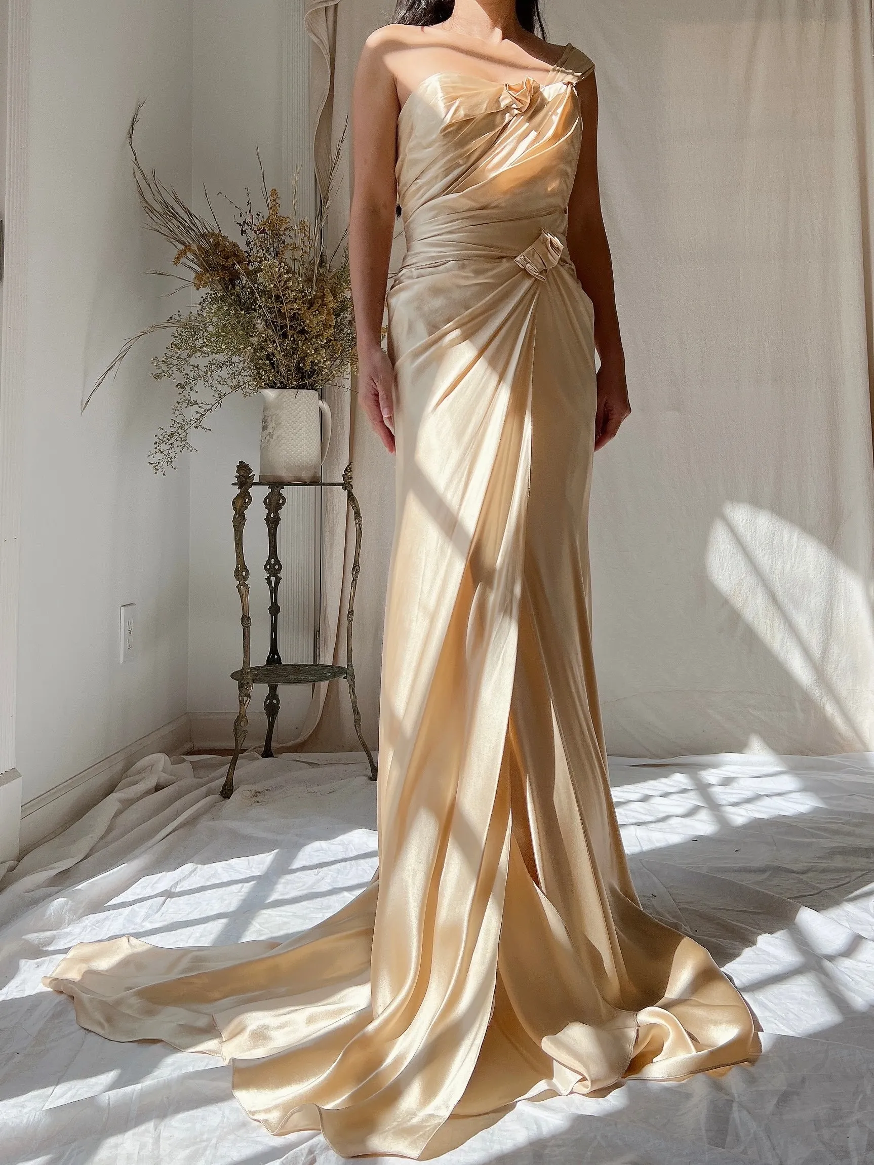 Vintage David Fielden Charmeuse Silk Dress - S