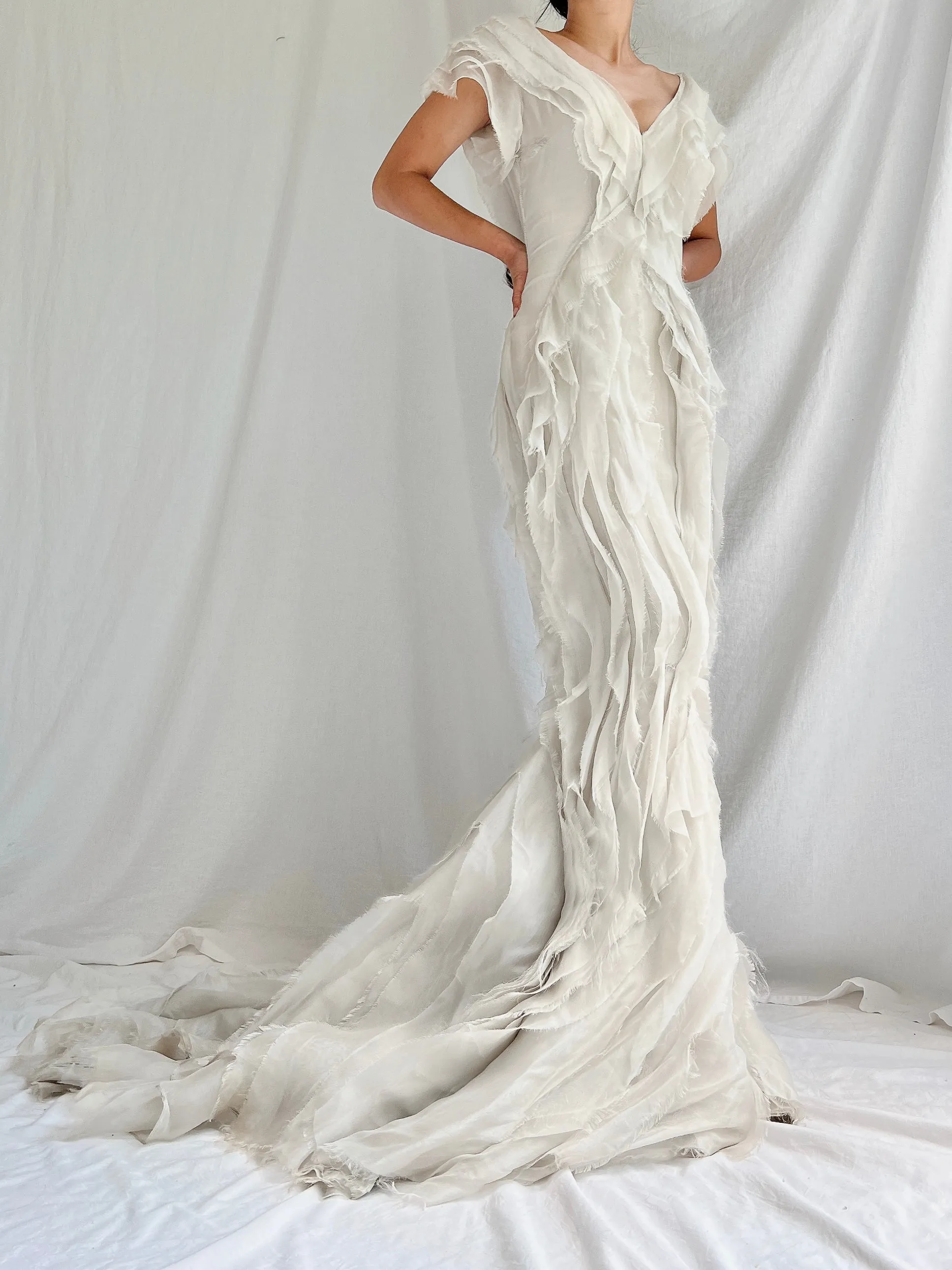 Vintage Dove Gray J. Mendel Silk Gown - XS/2