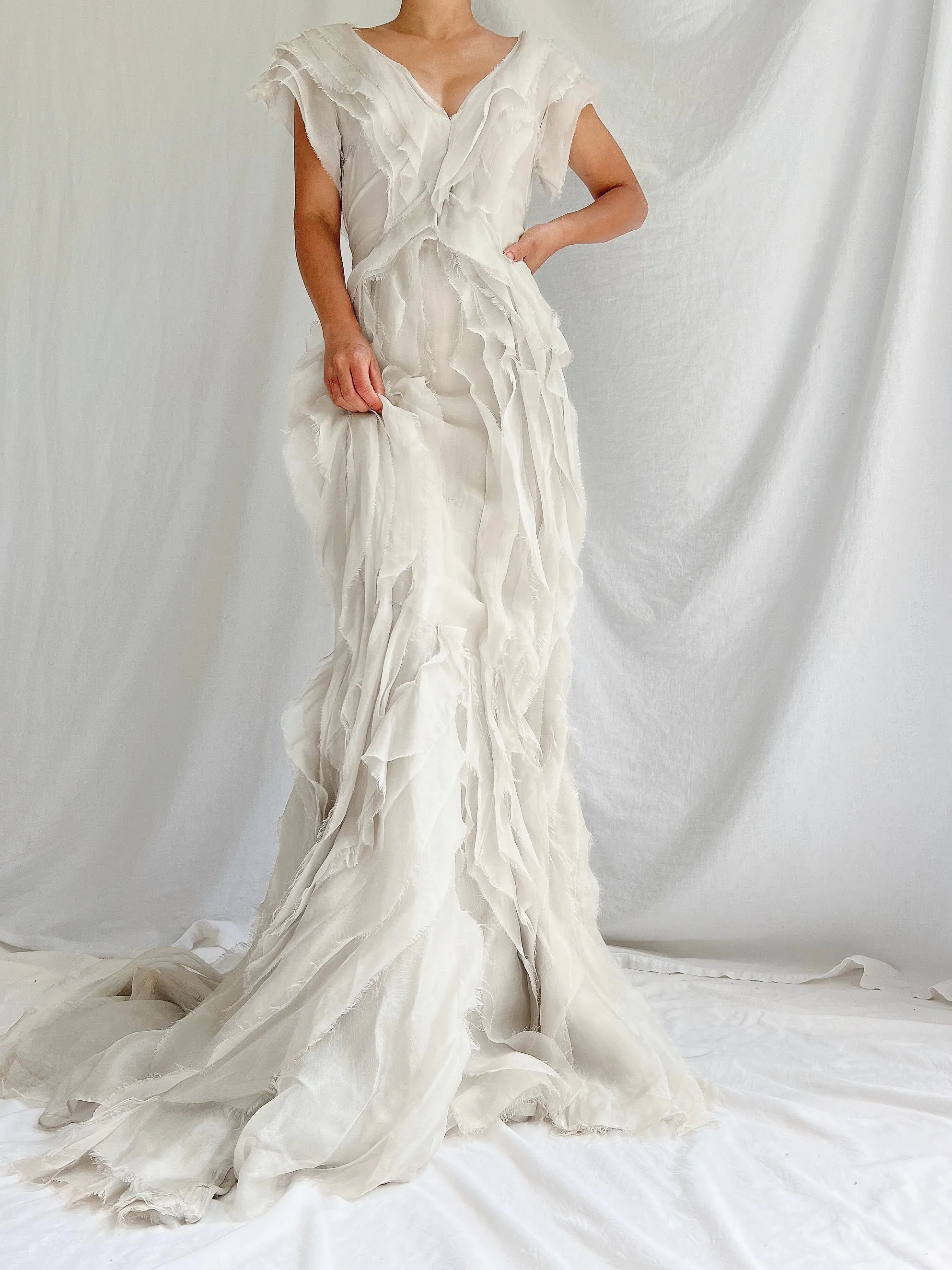 Vintage Dove Gray J. Mendel Silk Gown - XS/2