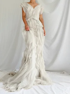 Vintage Dove Gray J. Mendel Silk Gown - XS/2
