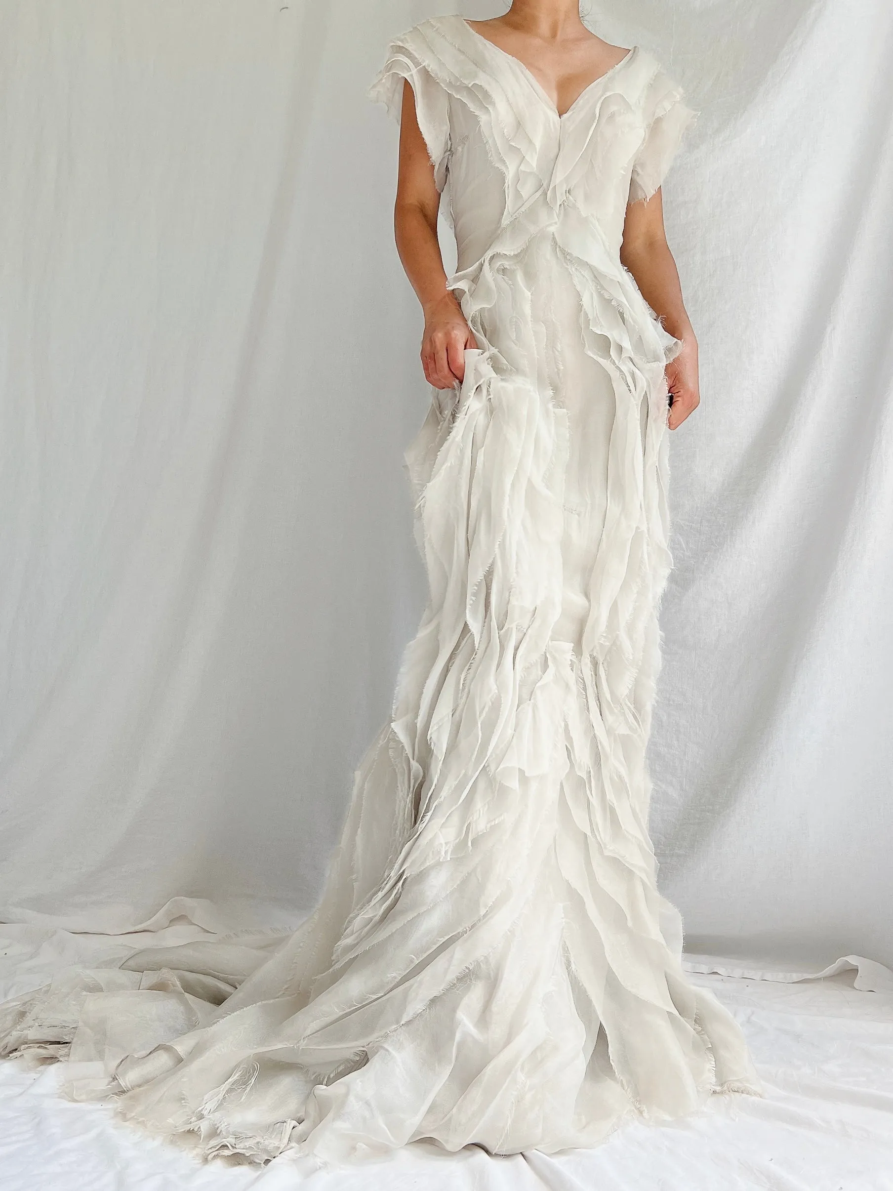 Vintage Dove Gray J. Mendel Silk Gown - XS/2