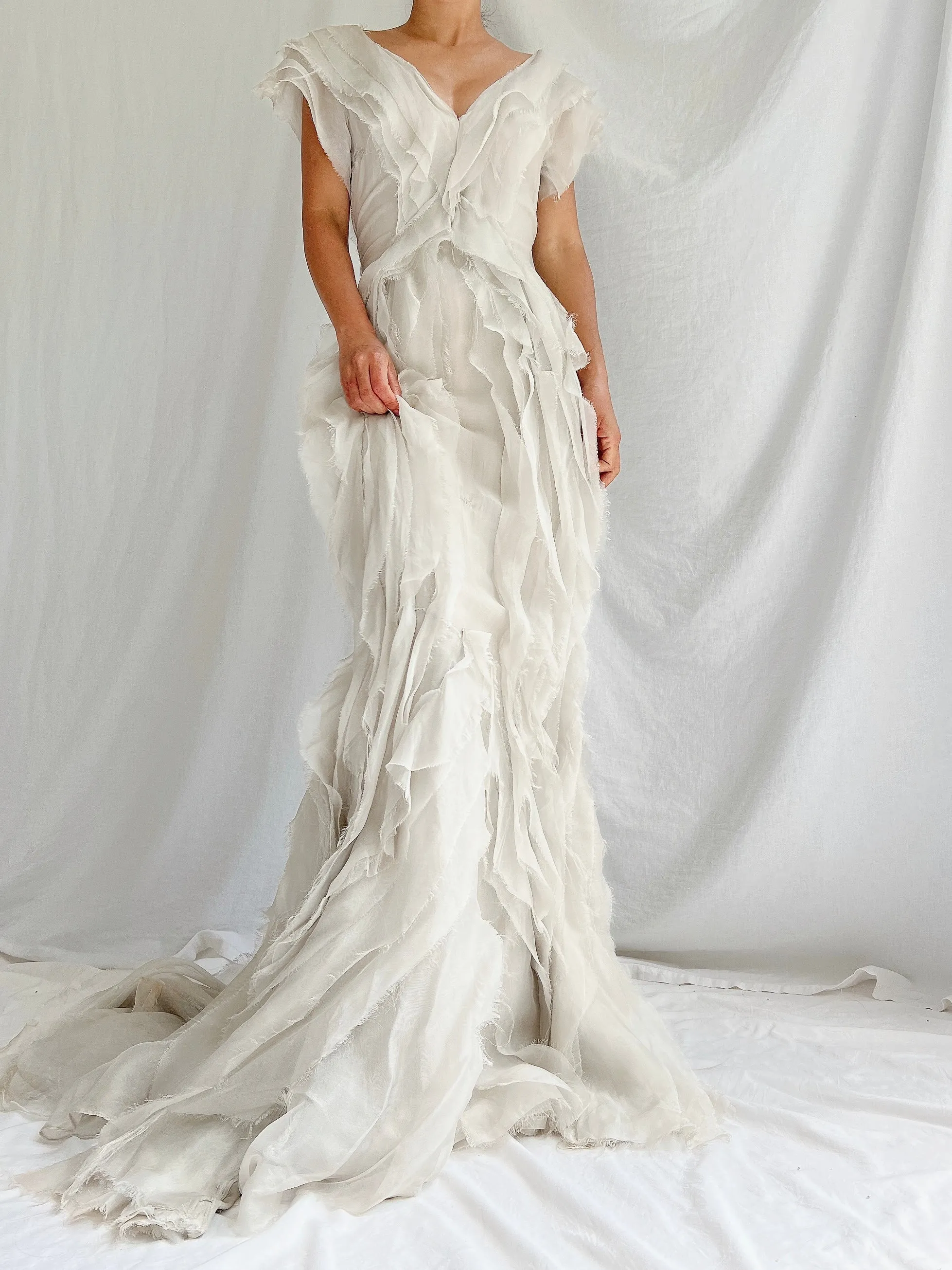 Vintage Dove Gray J. Mendel Silk Gown - XS/2