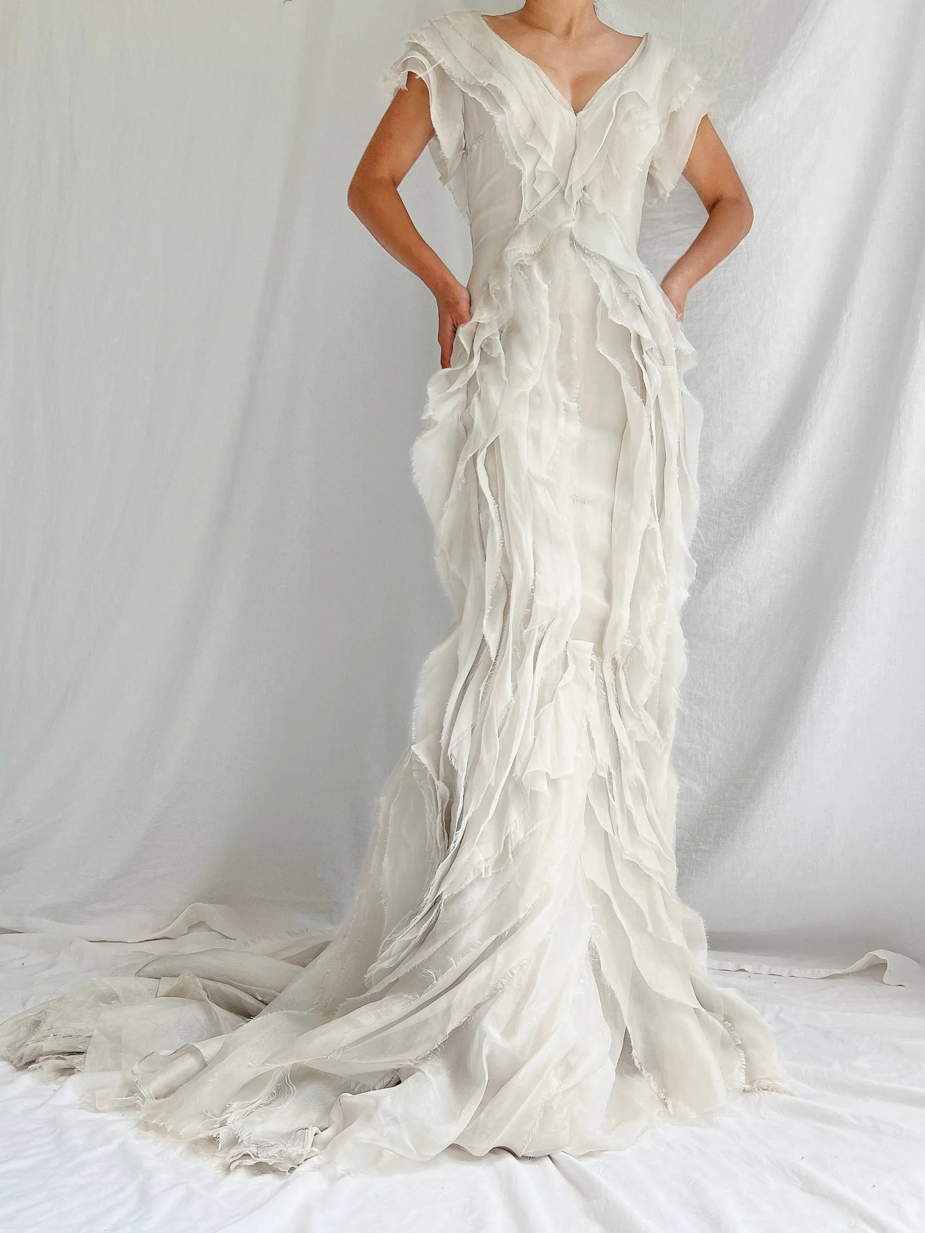 Vintage Dove Gray J. Mendel Silk Gown - XS/2