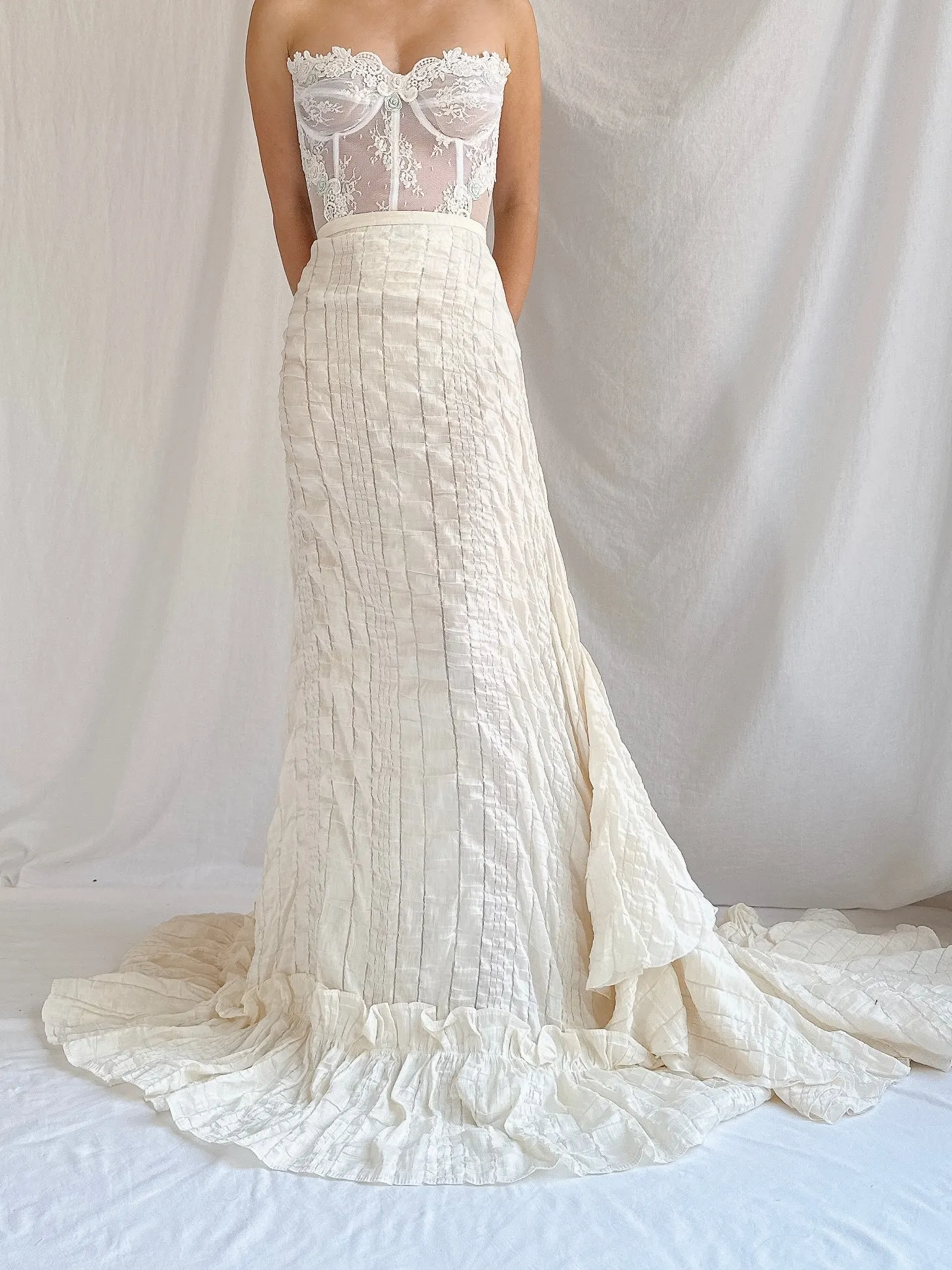 Vintage Fadi Gharib Paris Organza Woven Skirt - M/L46