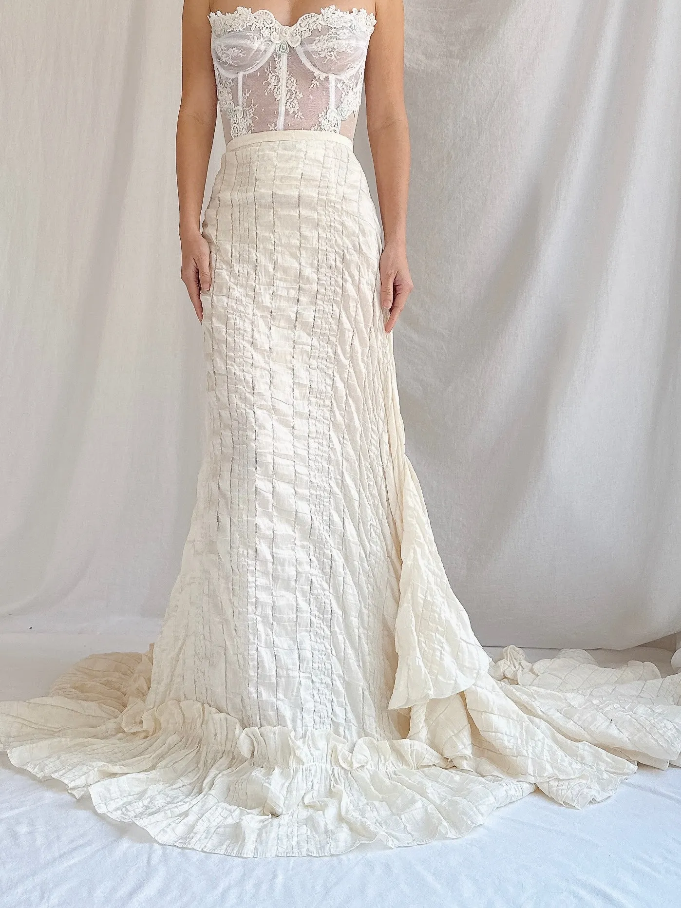 Vintage Fadi Gharib Paris Organza Woven Skirt - M/L46
