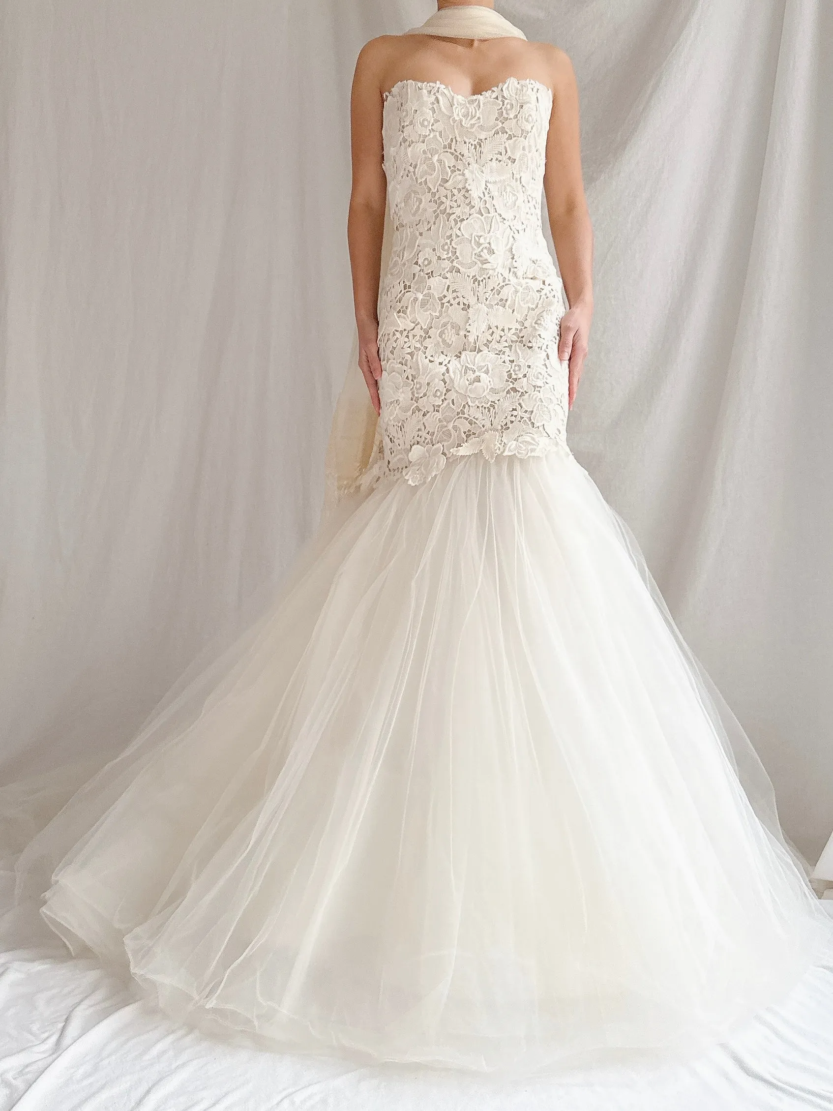 Vintage Liancarlo Couture Strapless Embroidered Gown - S/6