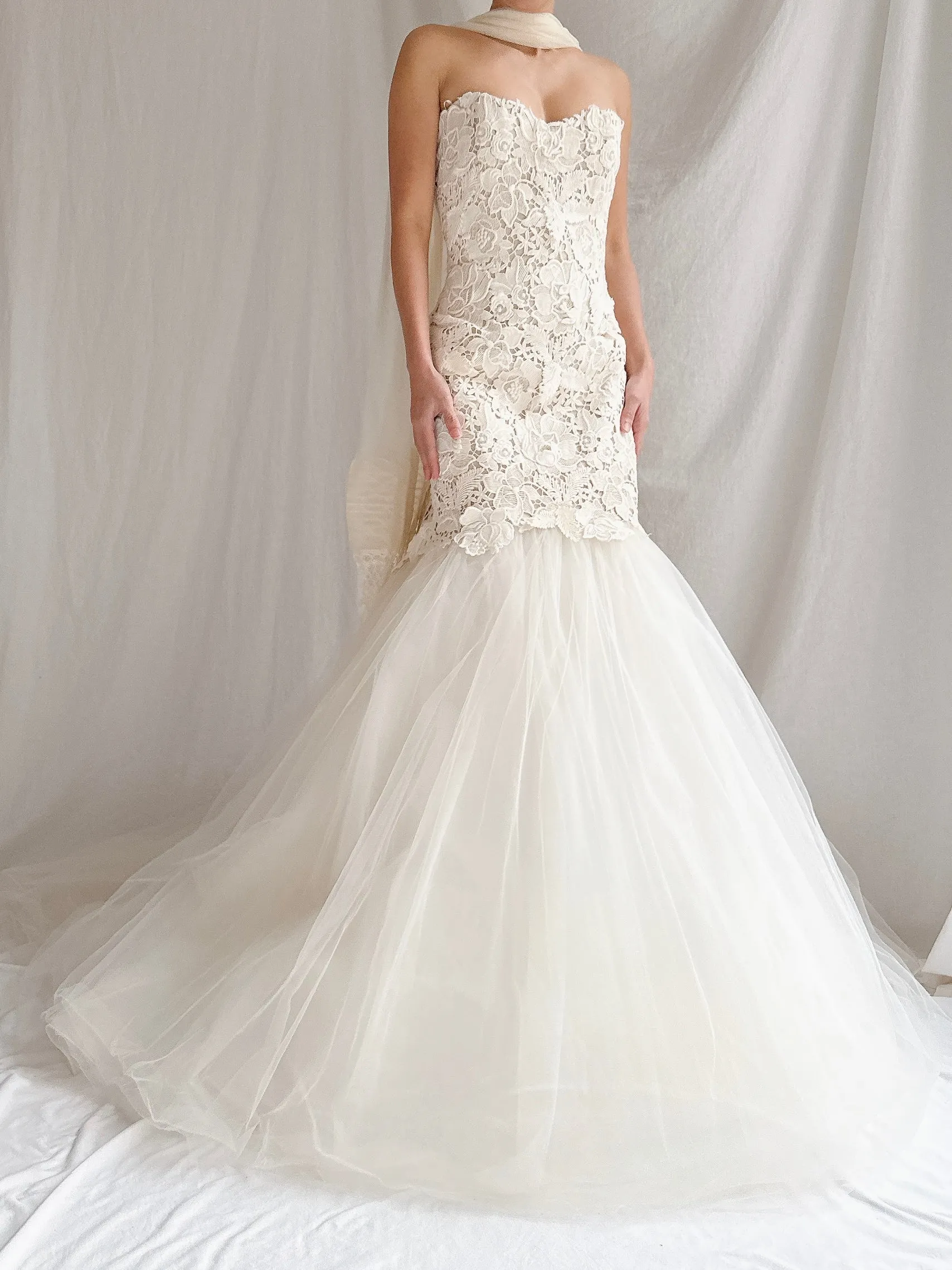 Vintage Liancarlo Couture Strapless Embroidered Gown - S/6