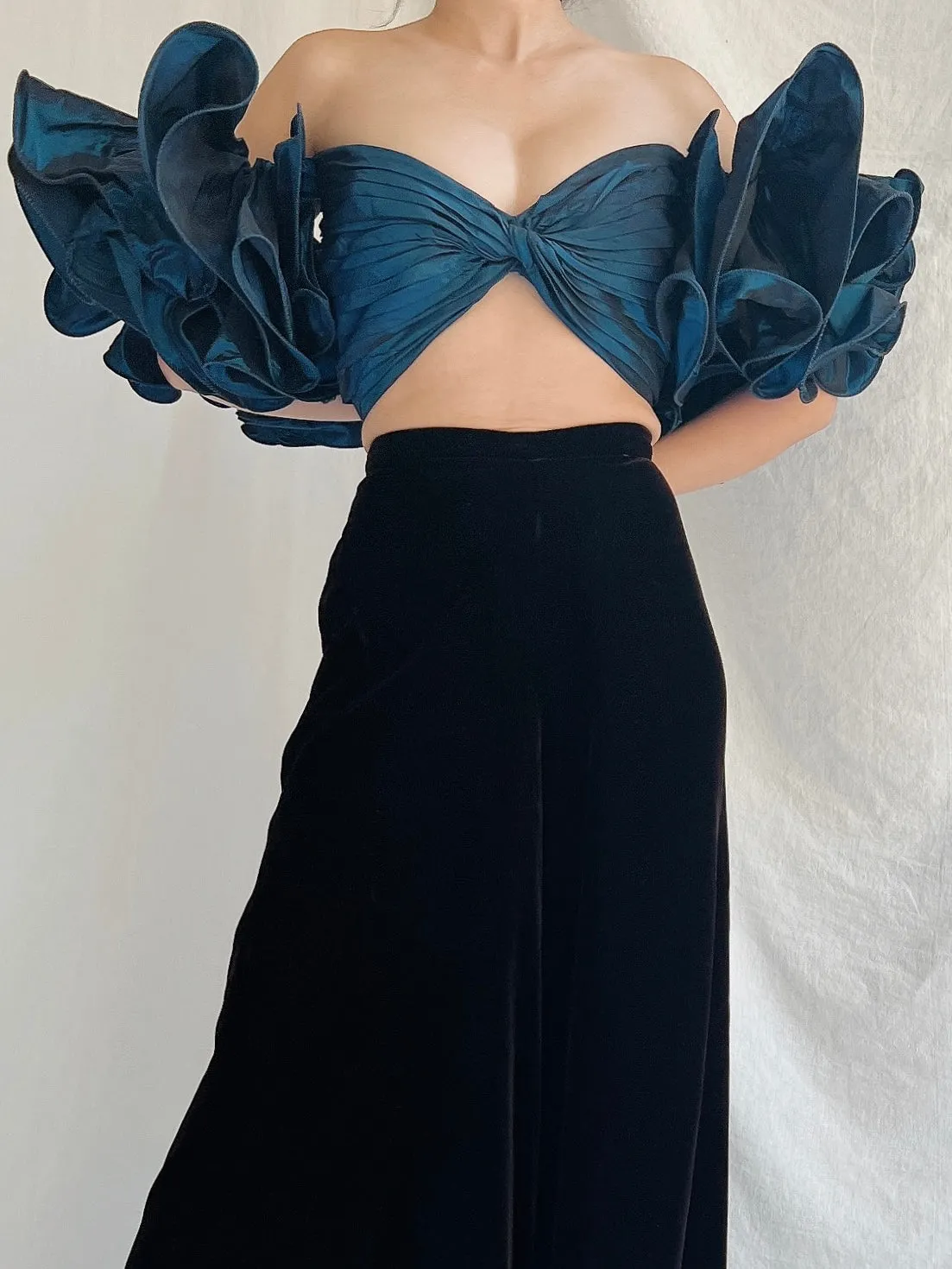 Vintage Lillie Rubin Ruffle Sleeve Top - M