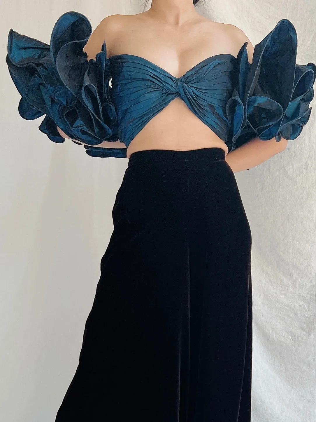 Vintage Lillie Rubin Ruffle Sleeve Top - M