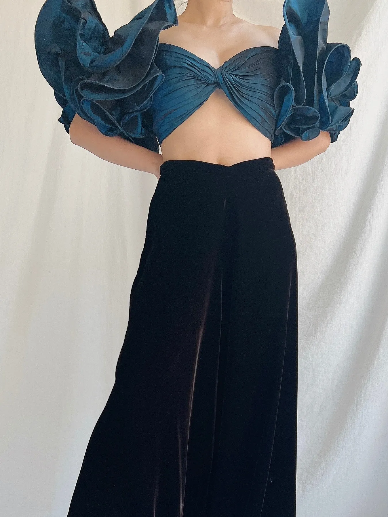 Vintage Lillie Rubin Ruffle Sleeve Top - M