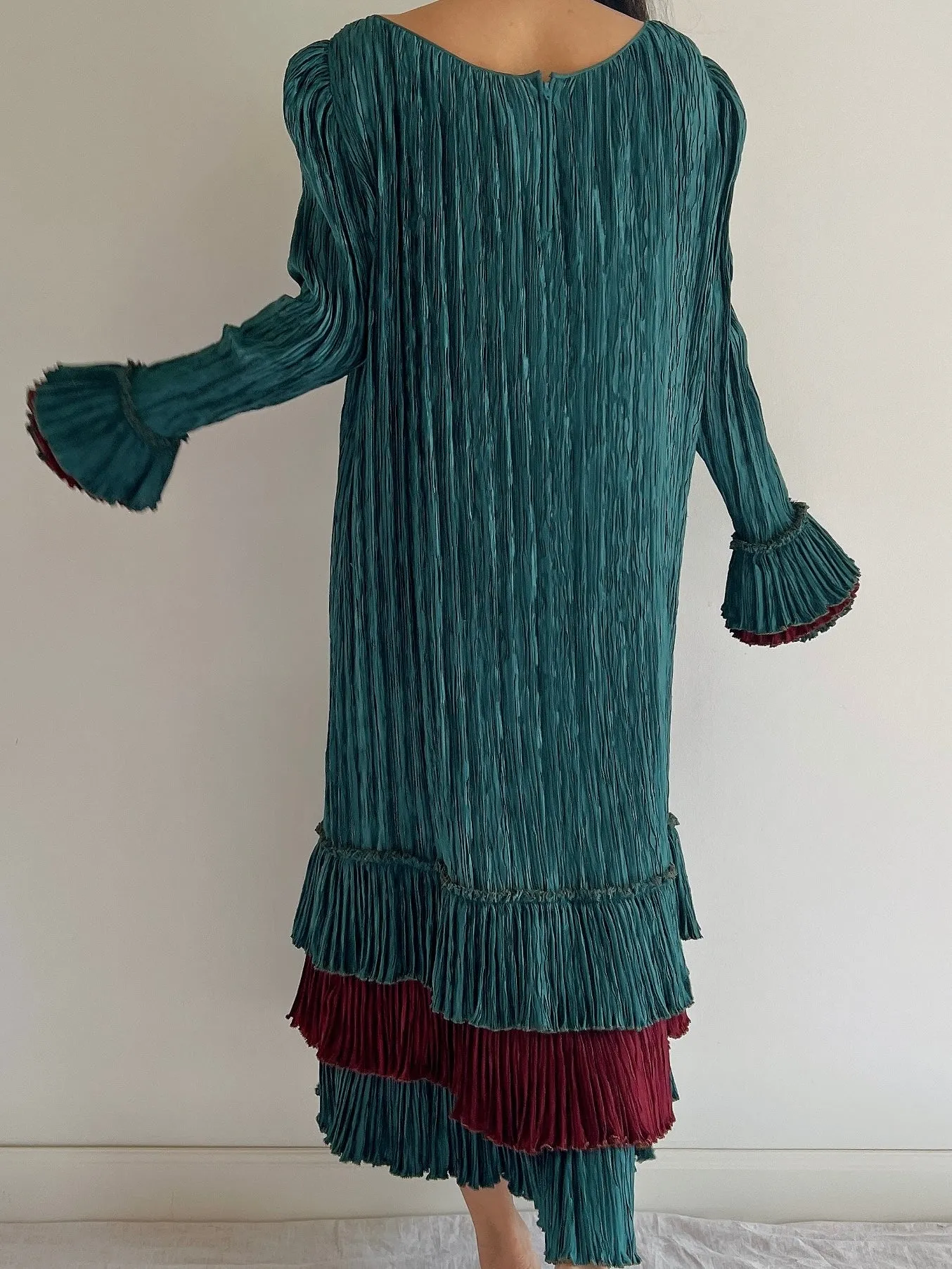 Vintage Mary McFadden Teal Layered Dress - M/L