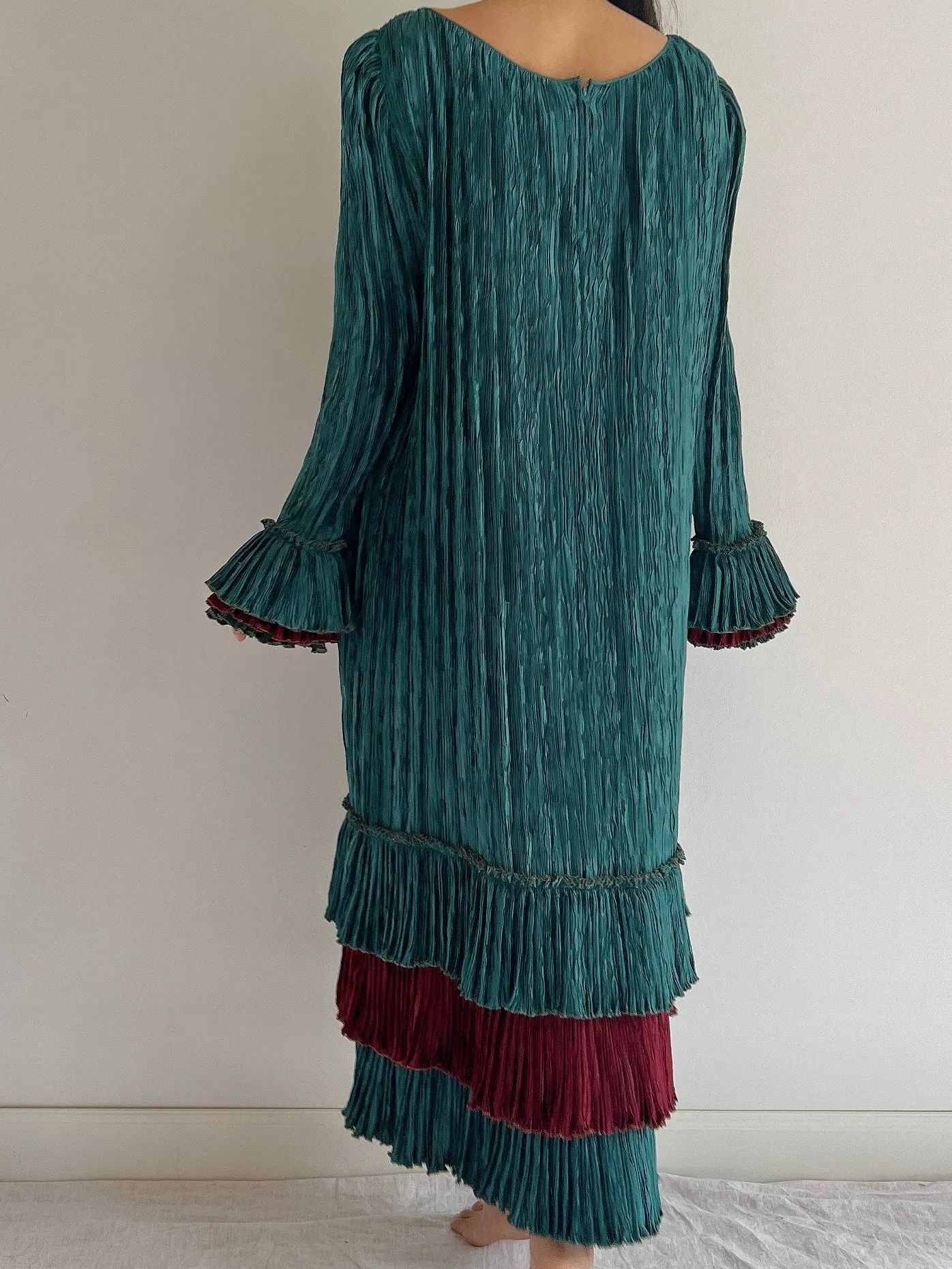 Vintage Mary McFadden Teal Layered Dress - M/L