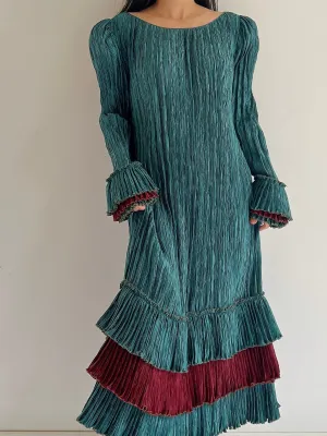 Vintage Mary McFadden Teal Layered Dress - M/L