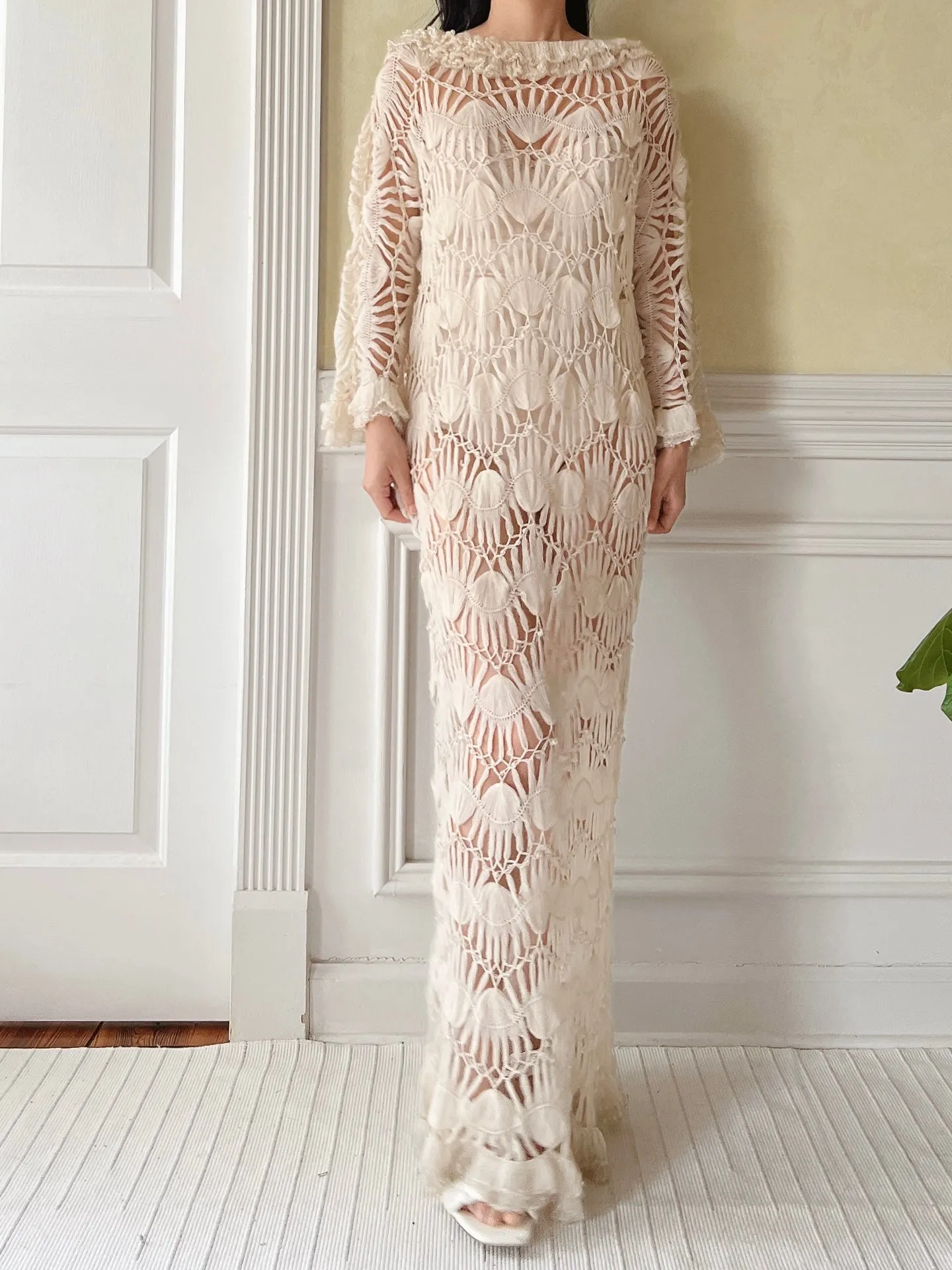 Vintage Mohair Crochet Dress - M
