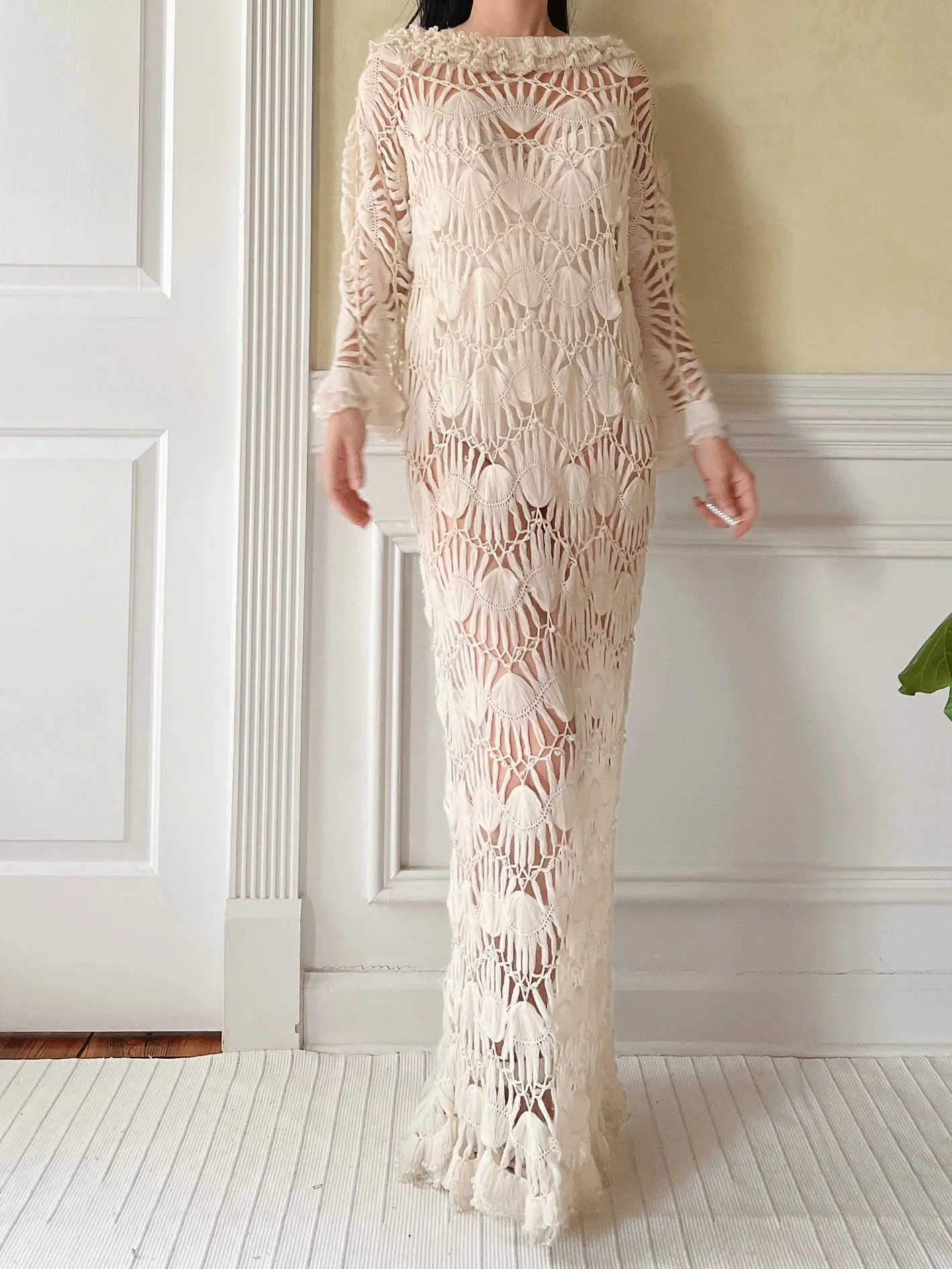 Vintage Mohair Crochet Dress - M
