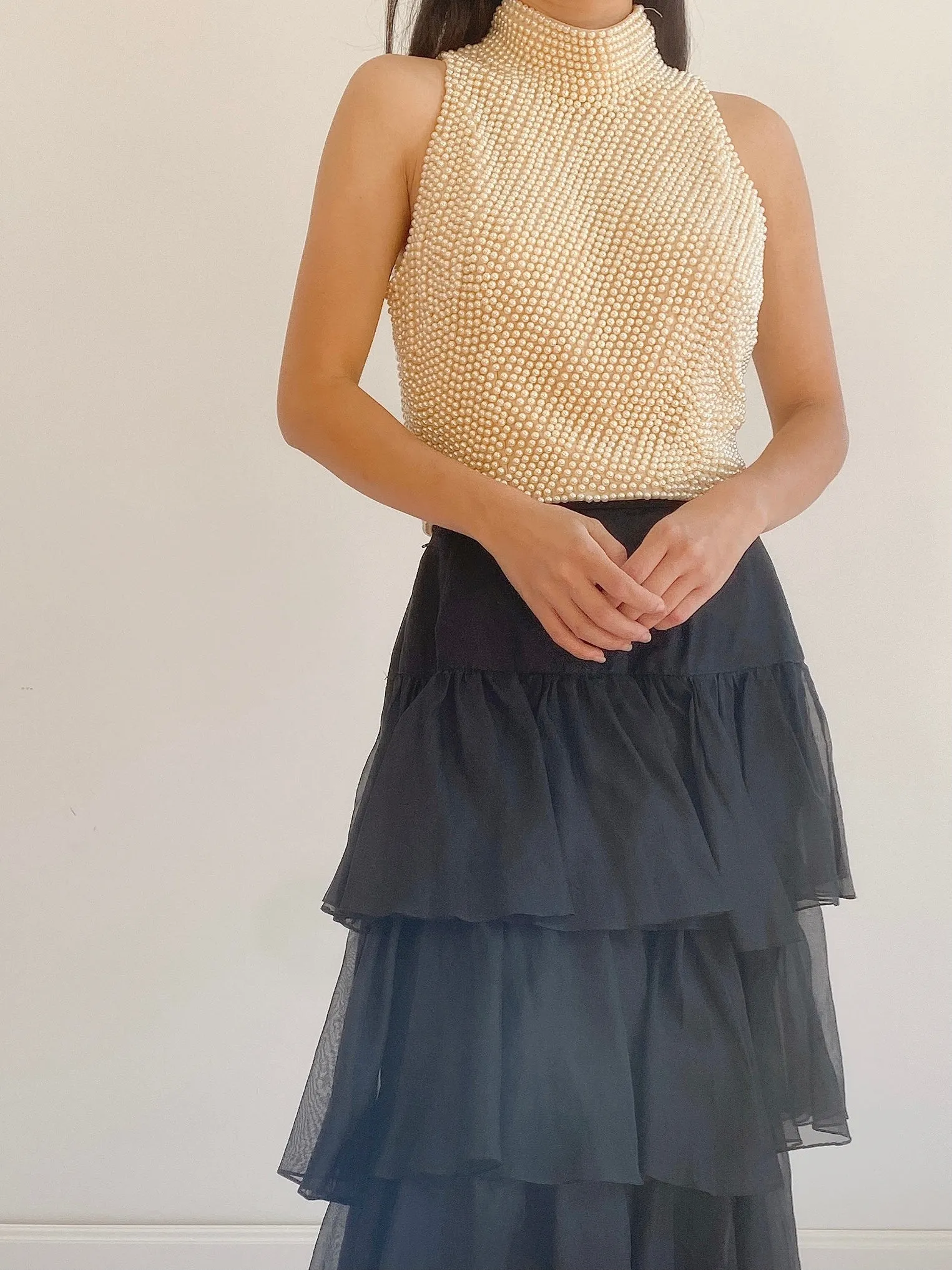 Vintage Pearl Beaded Top - S/6
