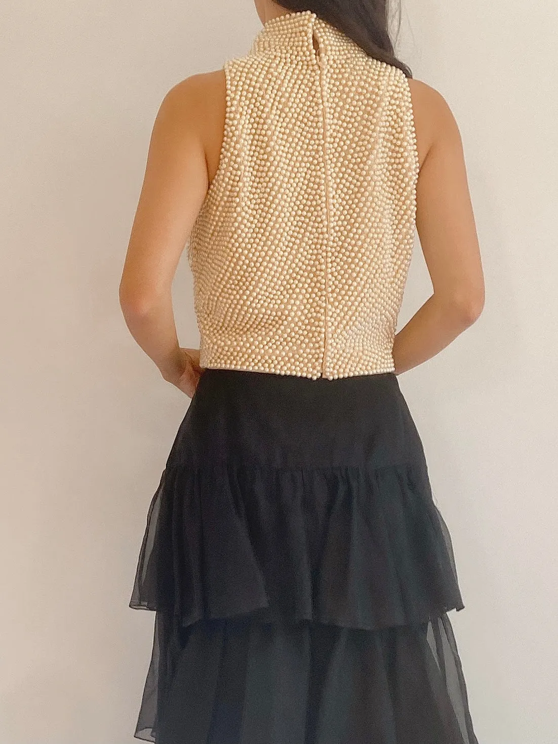 Vintage Pearl Beaded Top - S/6