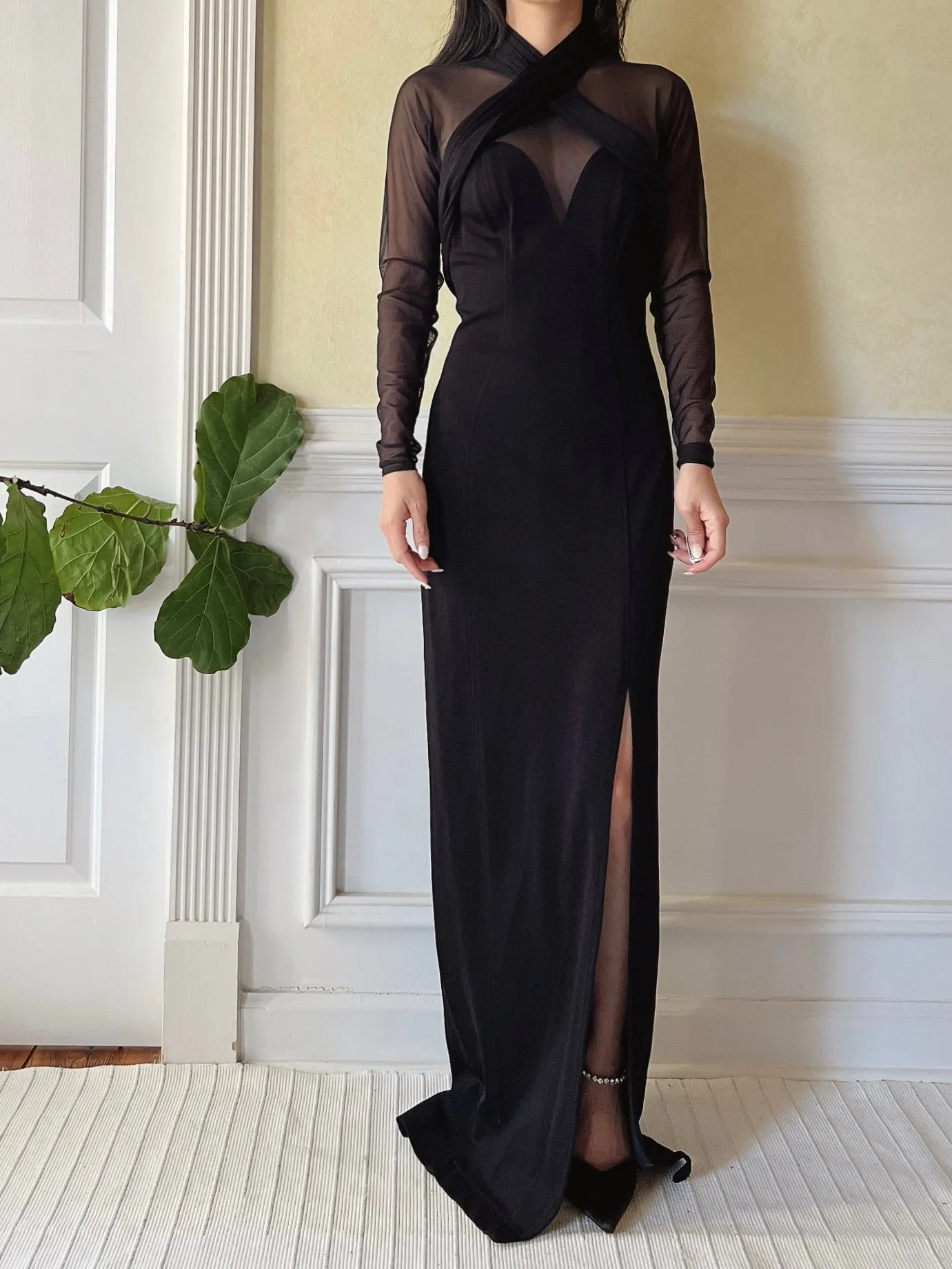 Vintage Rayon Mesh Gown - XS/S