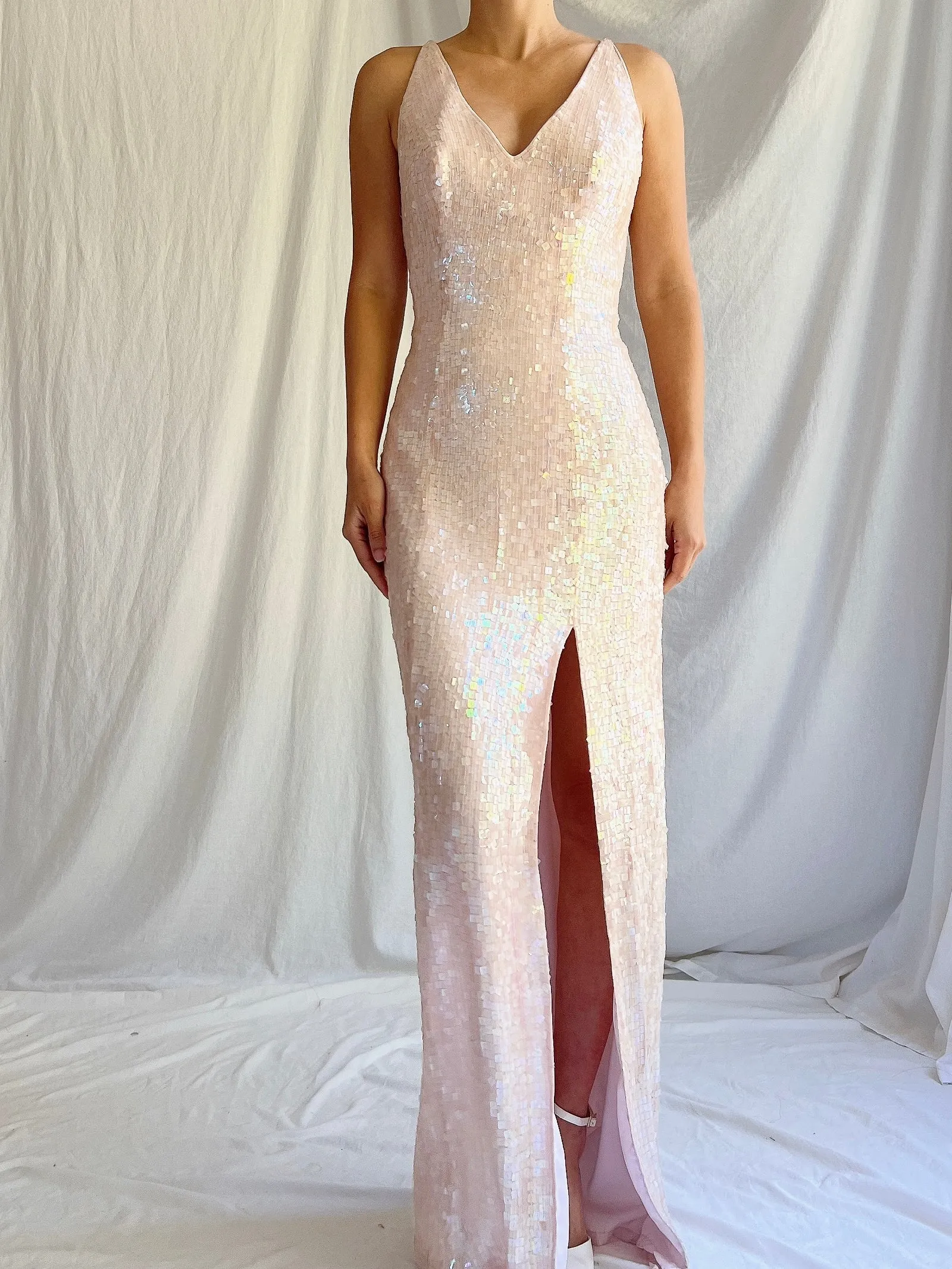 Vintage Shell Pink Sequins Dress - S
