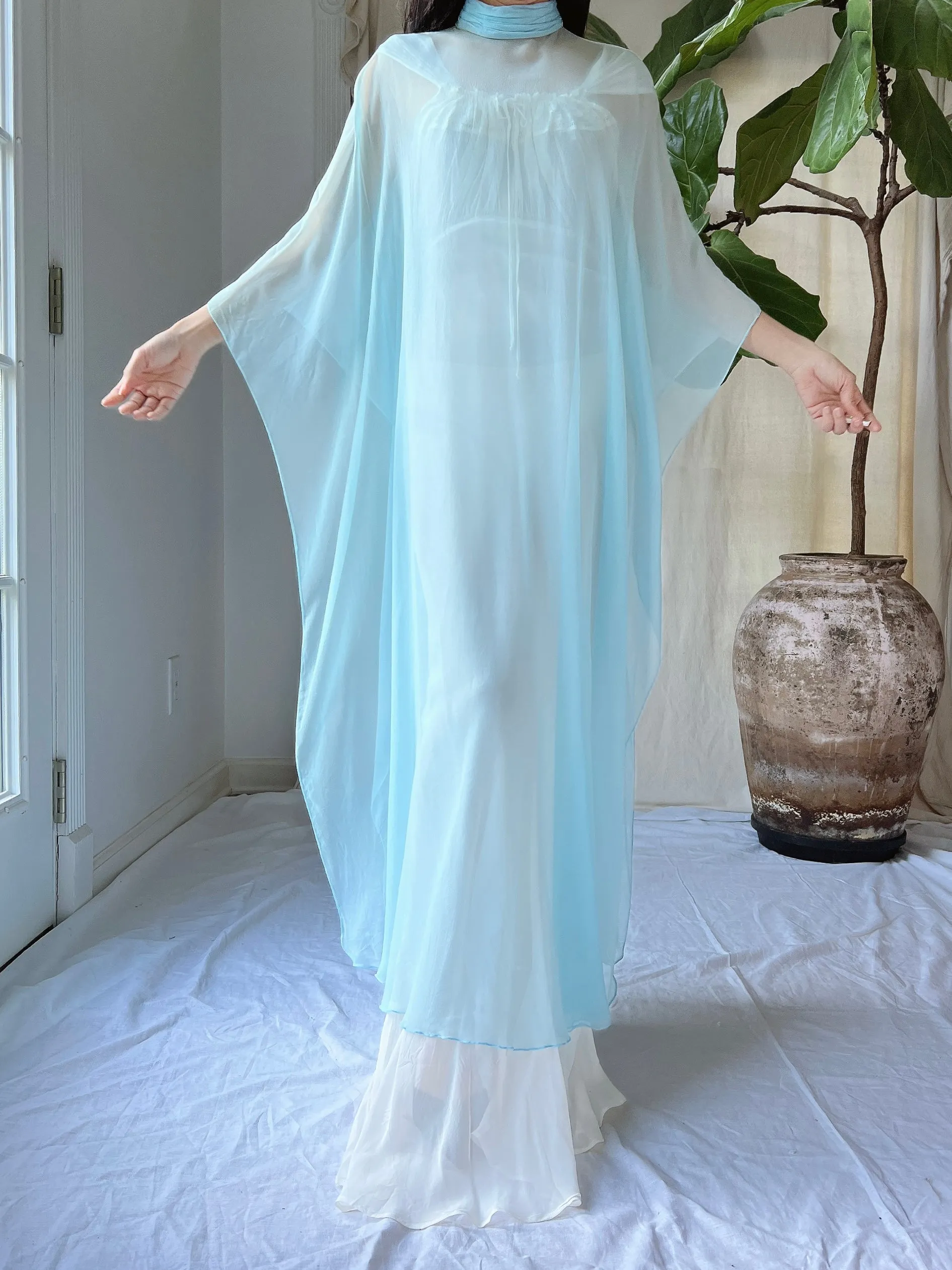 Vintage Silk Chiffon Kaftan - OSFM