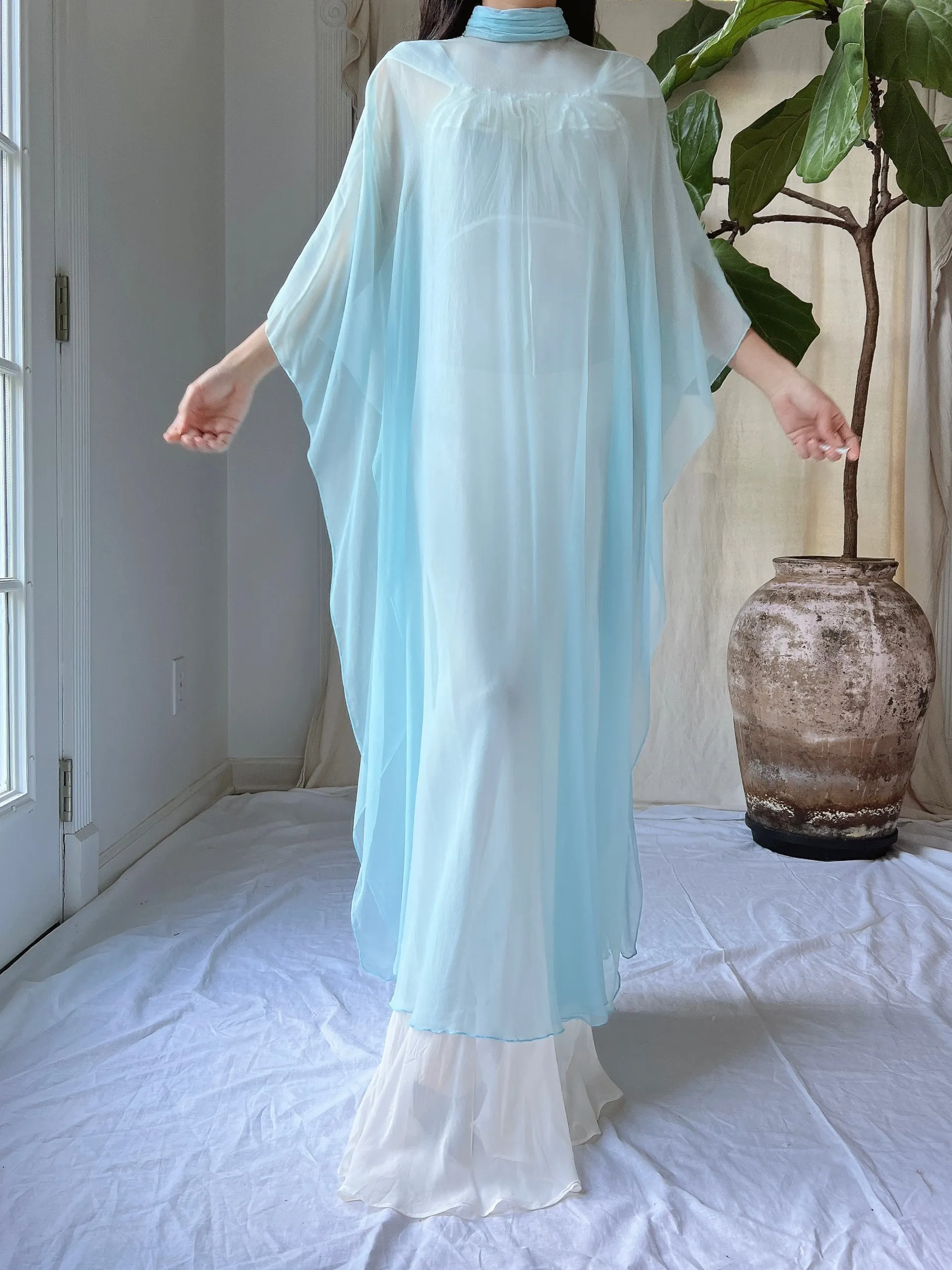 Vintage Silk Chiffon Kaftan - OSFM