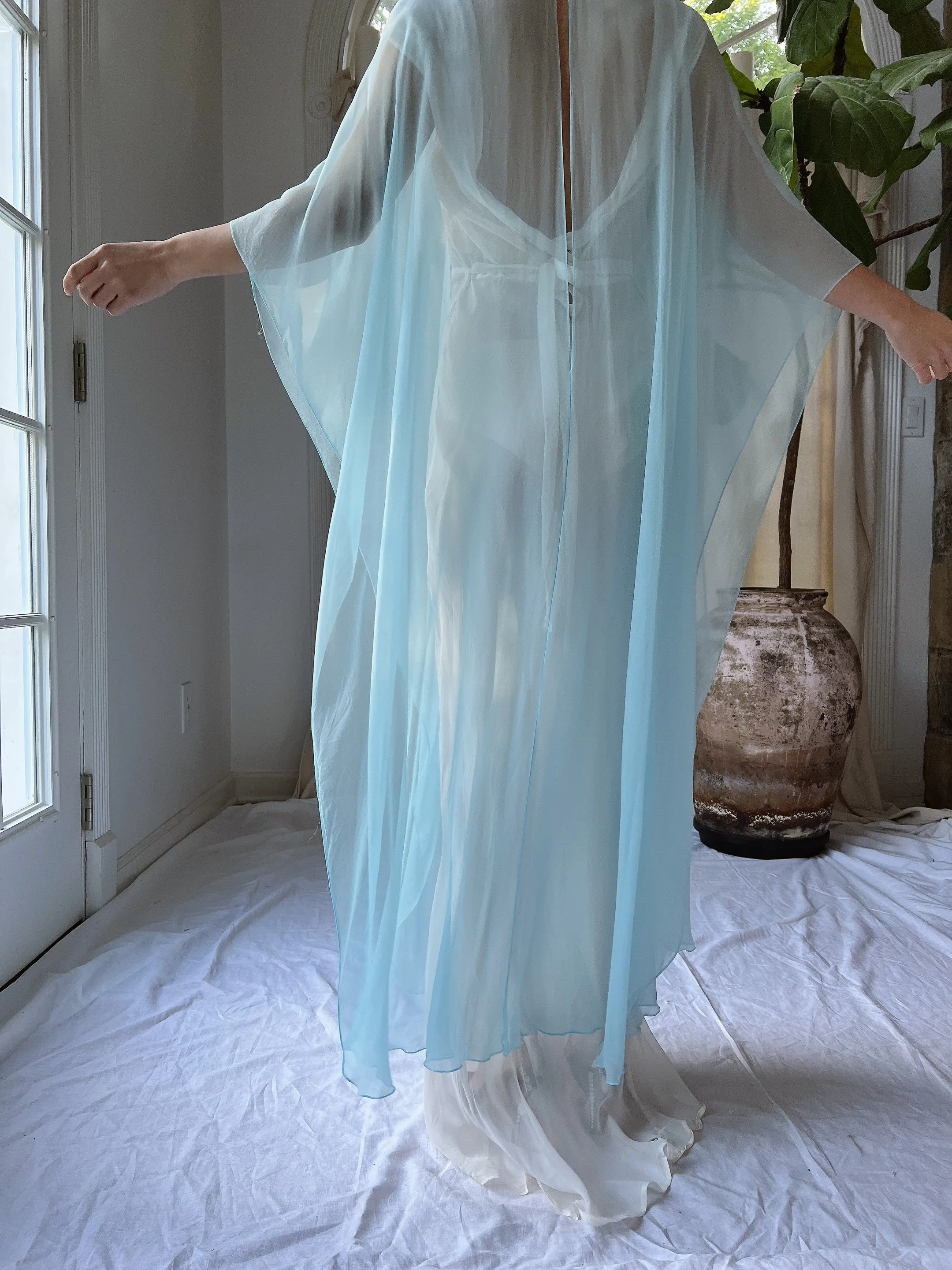 Vintage Silk Chiffon Kaftan - OSFM