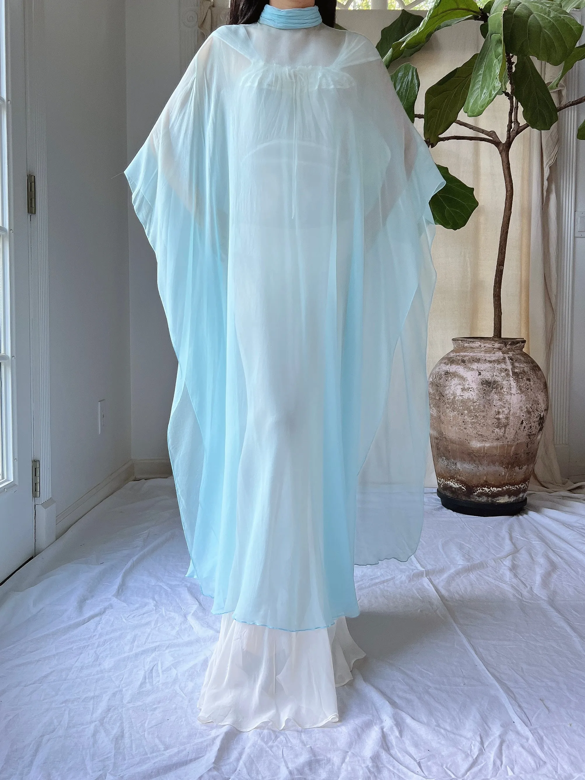 Vintage Silk Chiffon Kaftan - OSFM