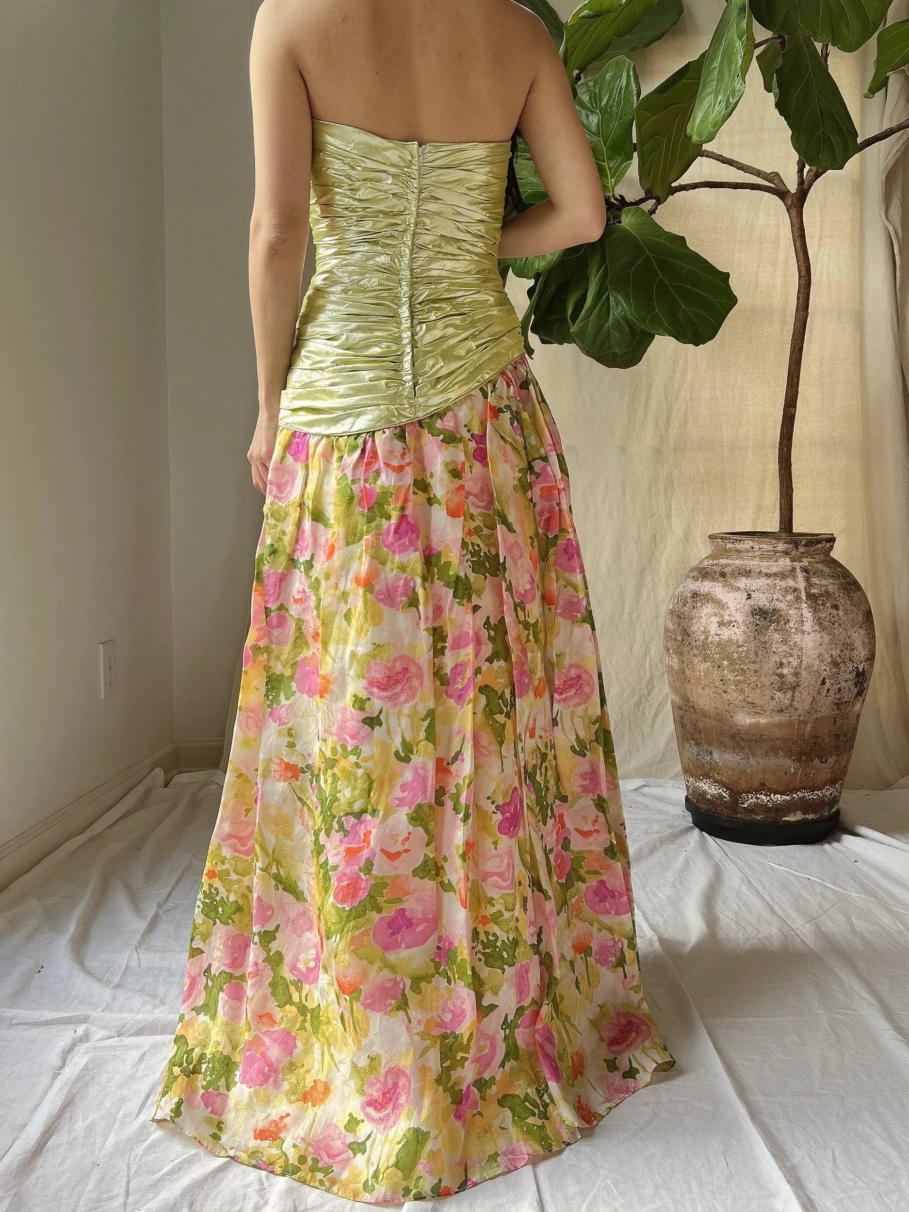 Vintage Silk Organza and Lurex Ruche Dress - M