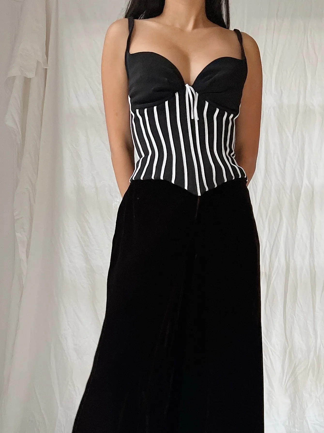 Vintage Striped Bustier Top - S