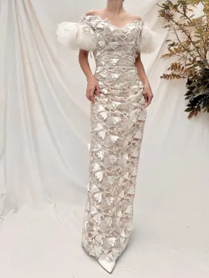 Vintage Tulle Cutout Floral Gown - S