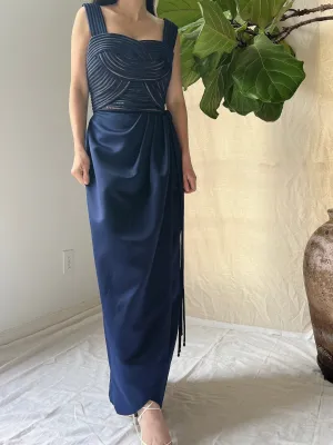 Vintage Victor Costa Ribbon Woven Bodice Dress - S/4/6