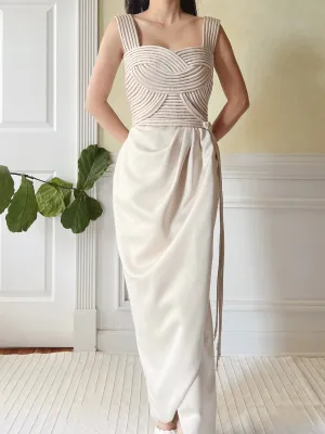 Vintage Victor Costa Ribbon Woven Bodice Dress - S/4/6