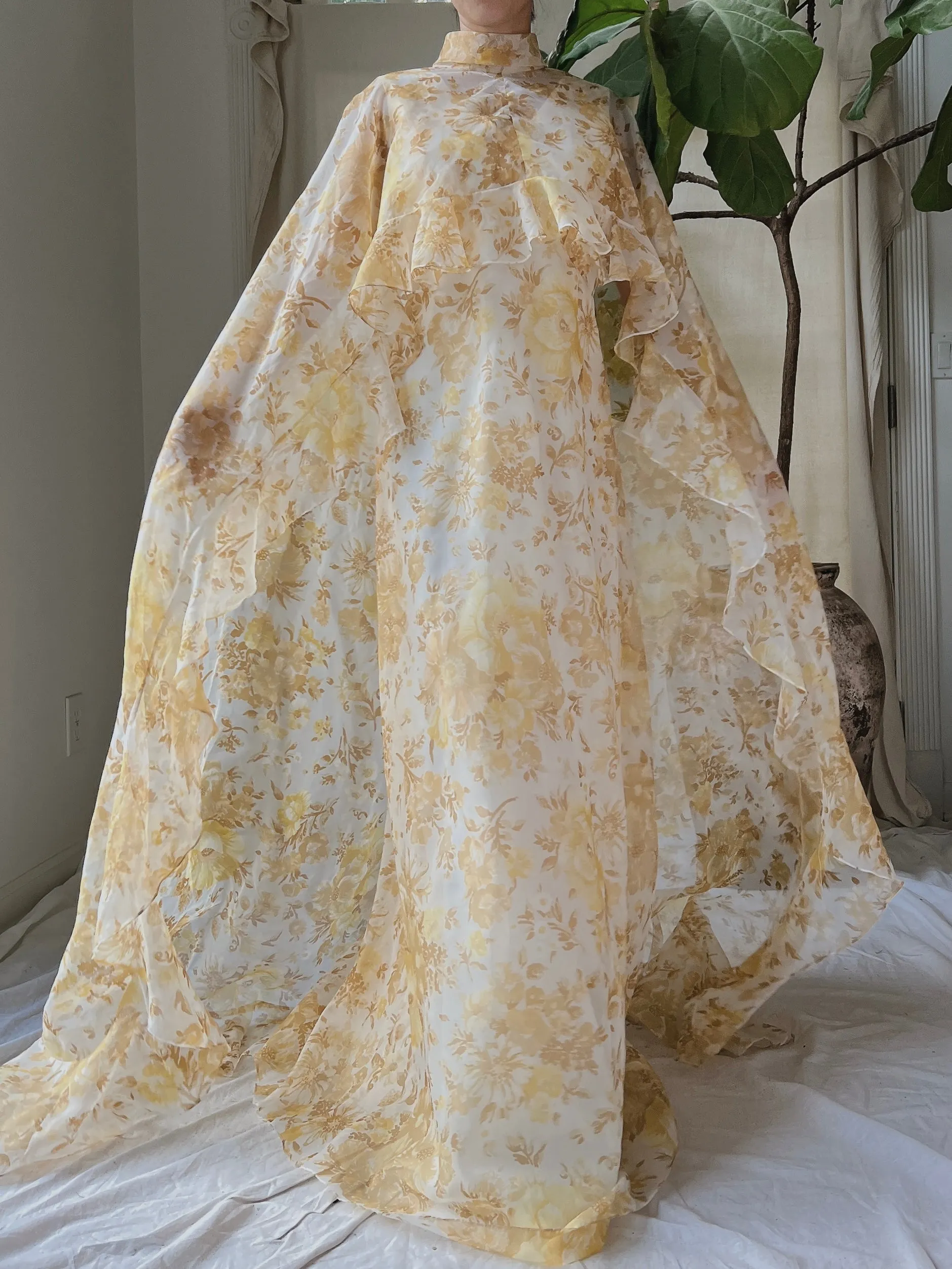 Vintage Voile Cape Dress - S/M