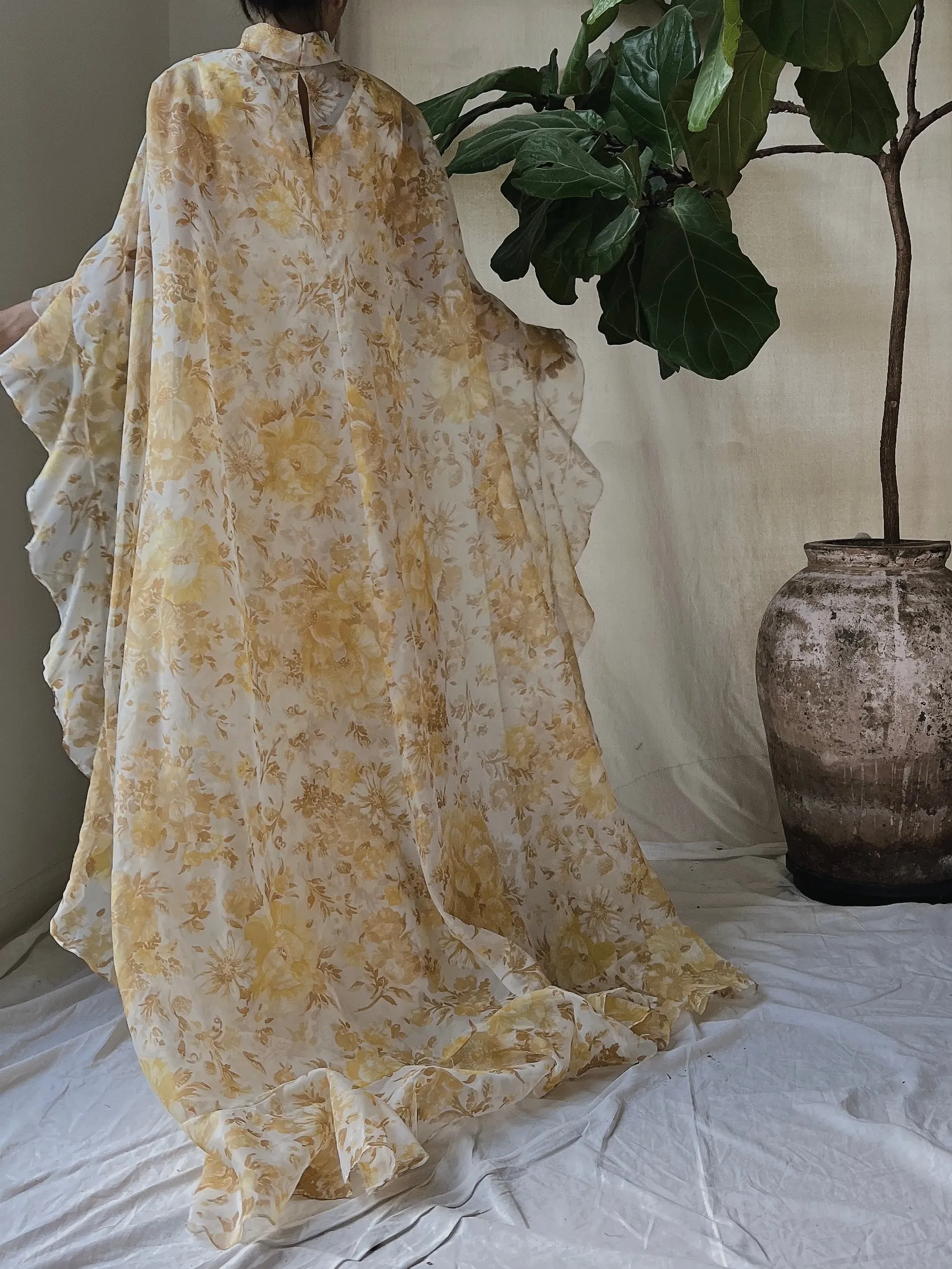 Vintage Voile Cape Dress - S/M