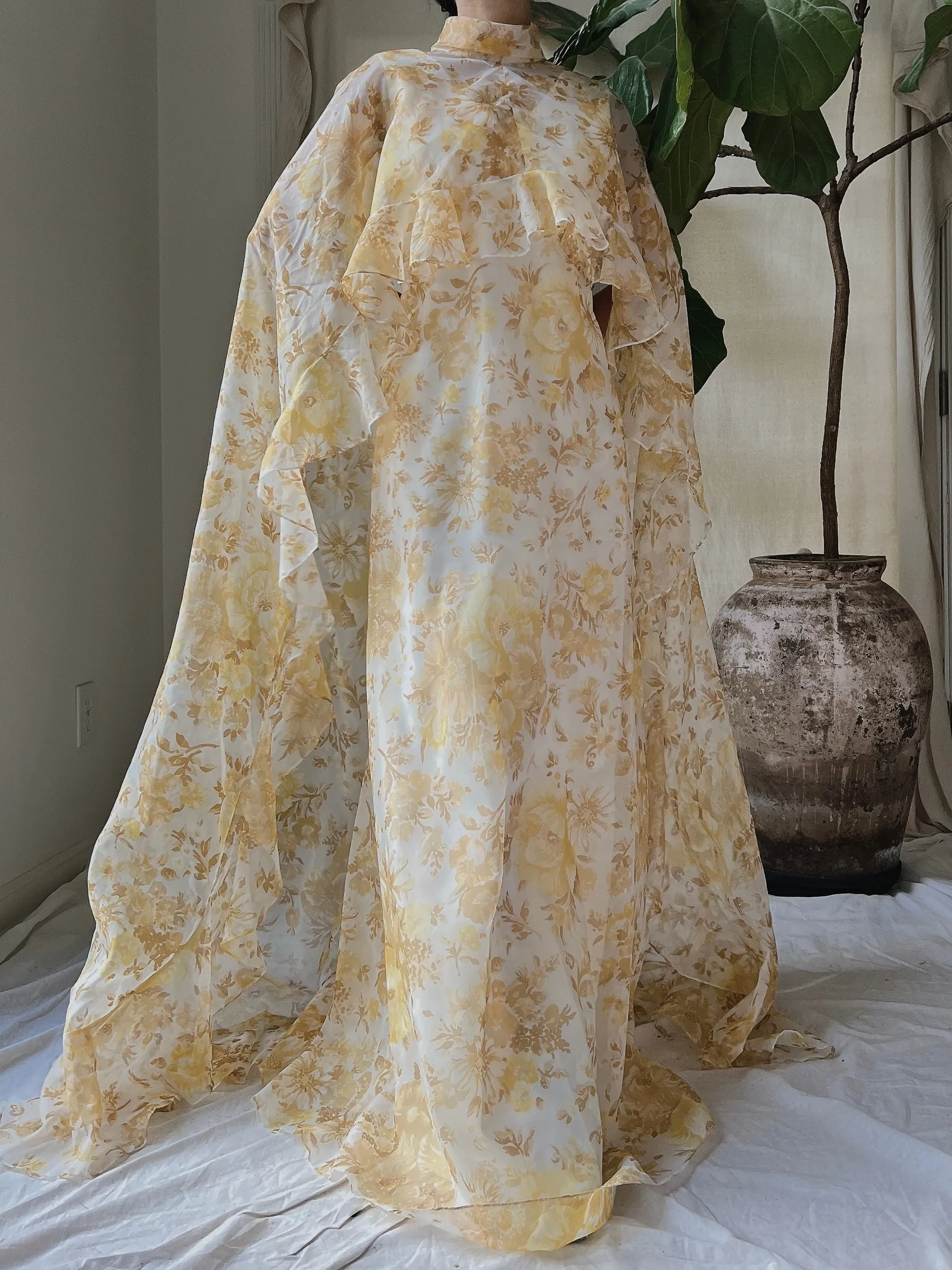 Vintage Voile Cape Dress - S/M