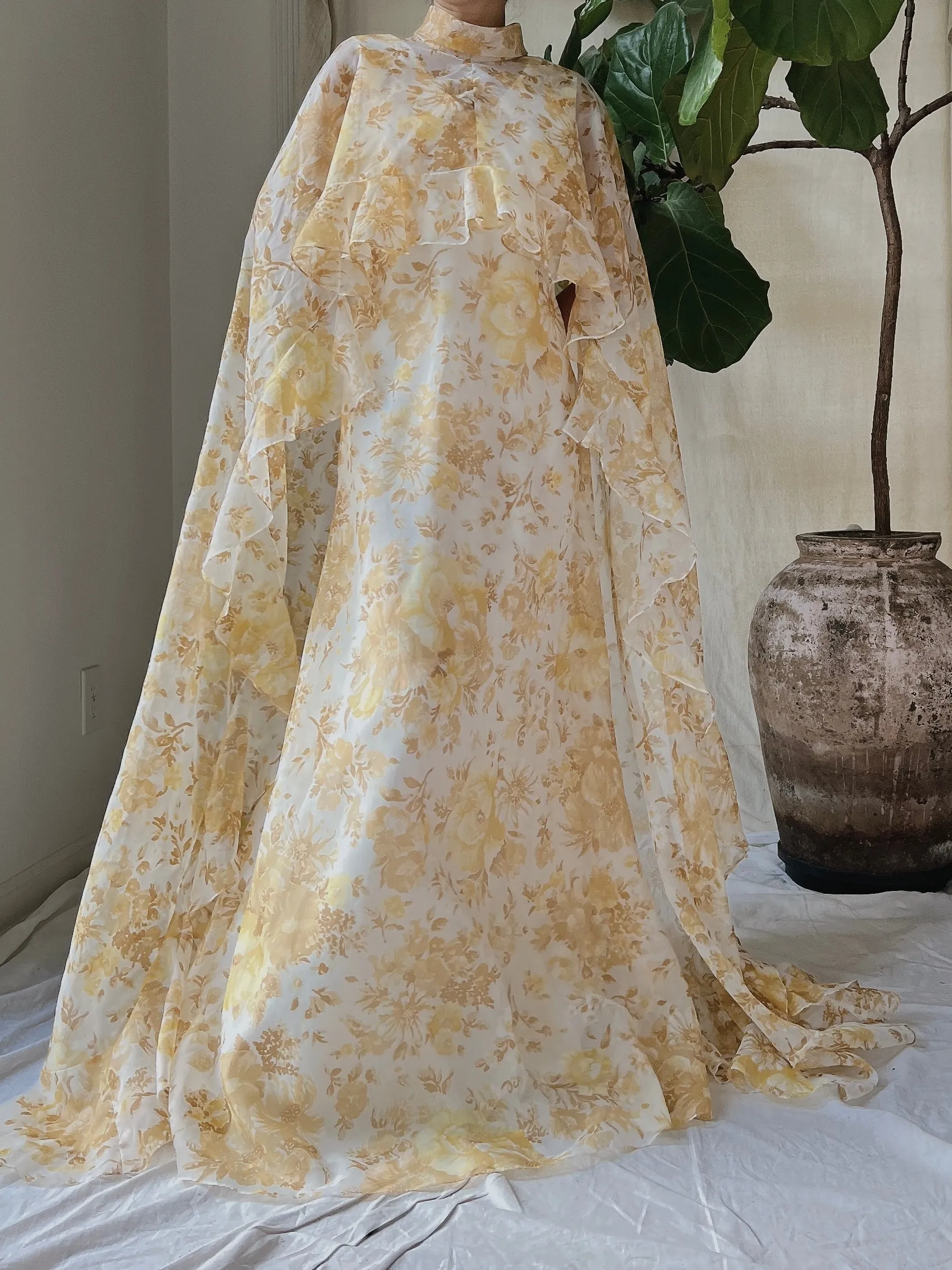 Vintage Voile Cape Dress - S/M