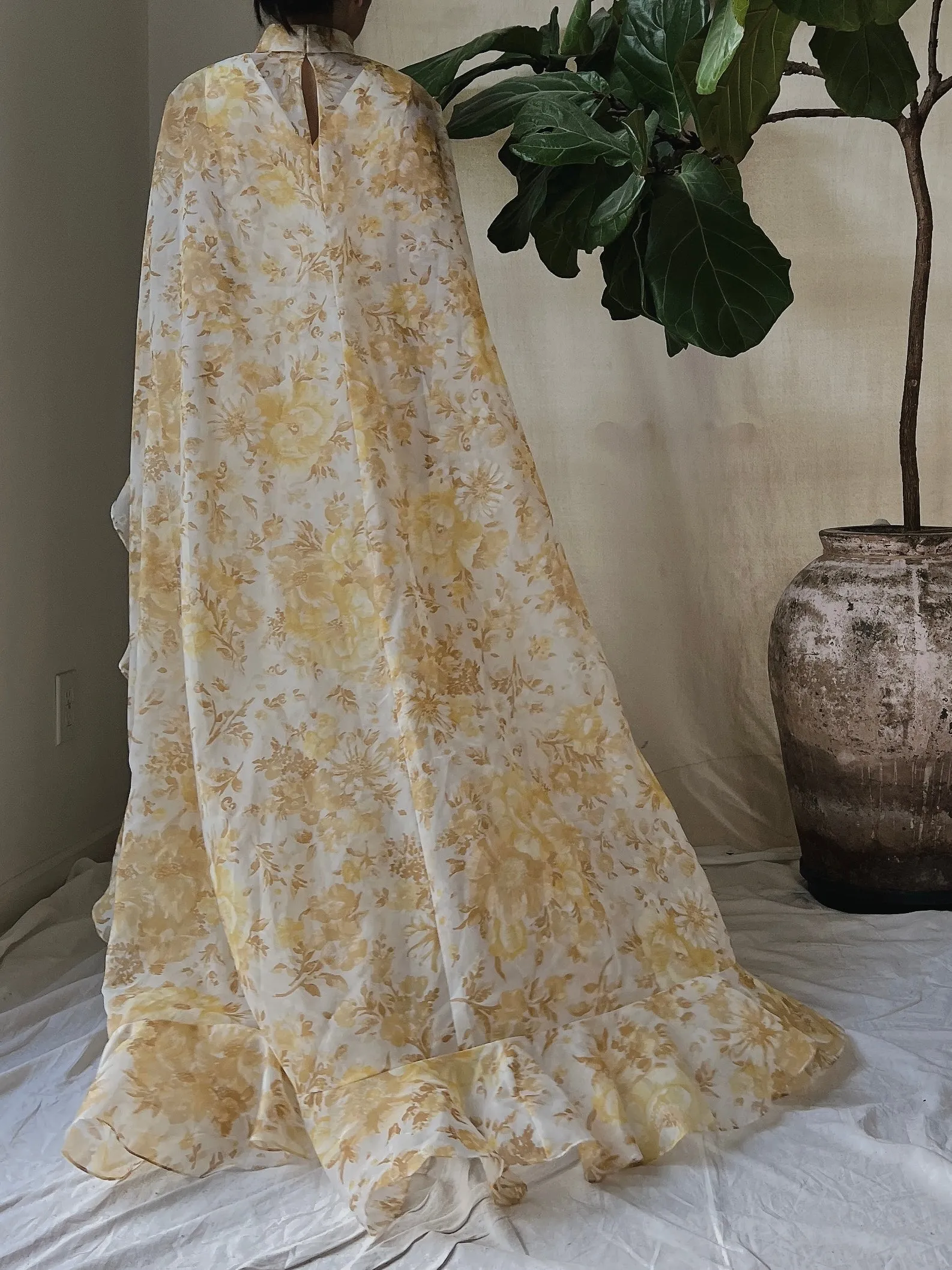 Vintage Voile Cape Dress - S/M