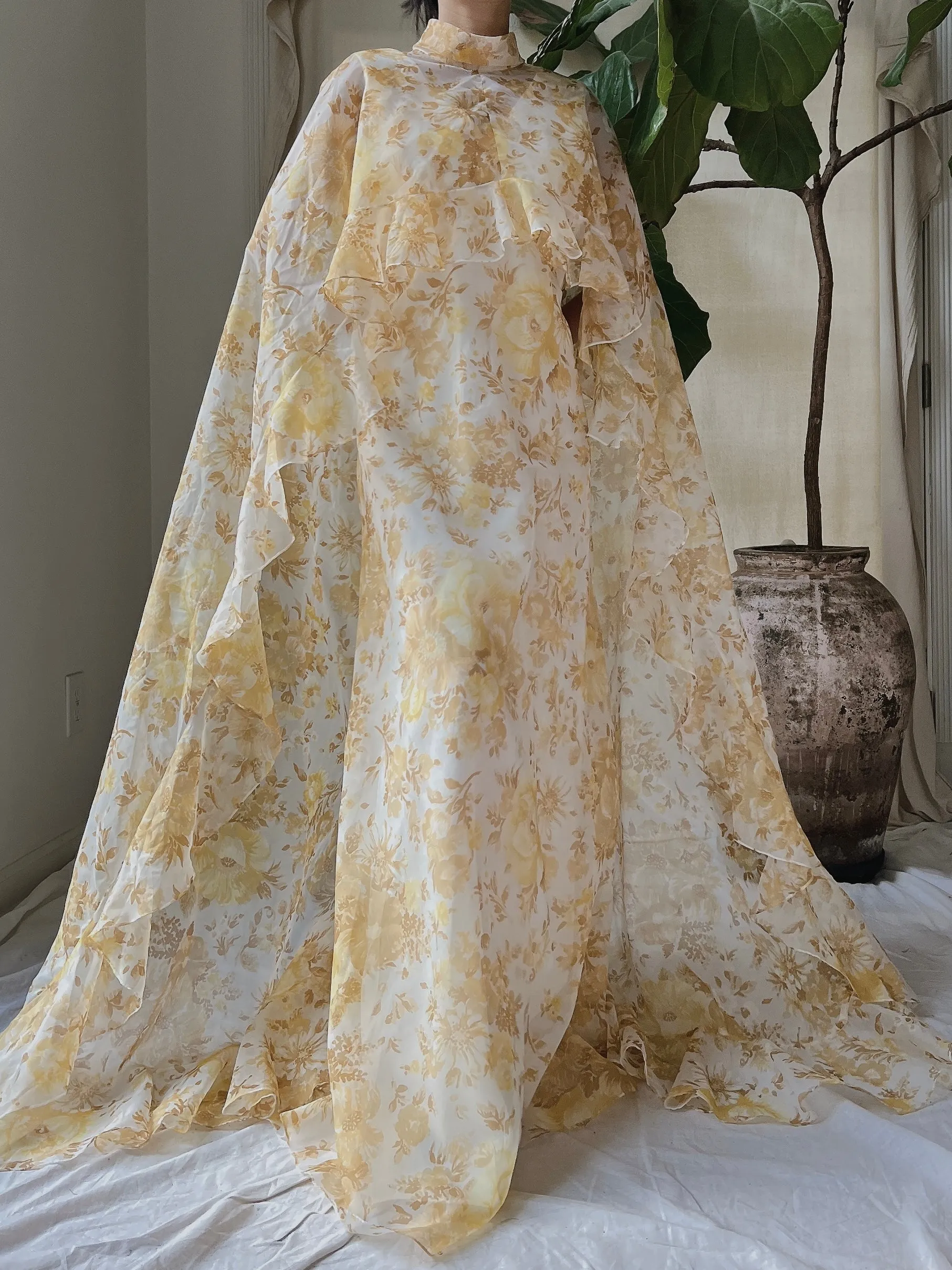 Vintage Voile Cape Dress - S/M