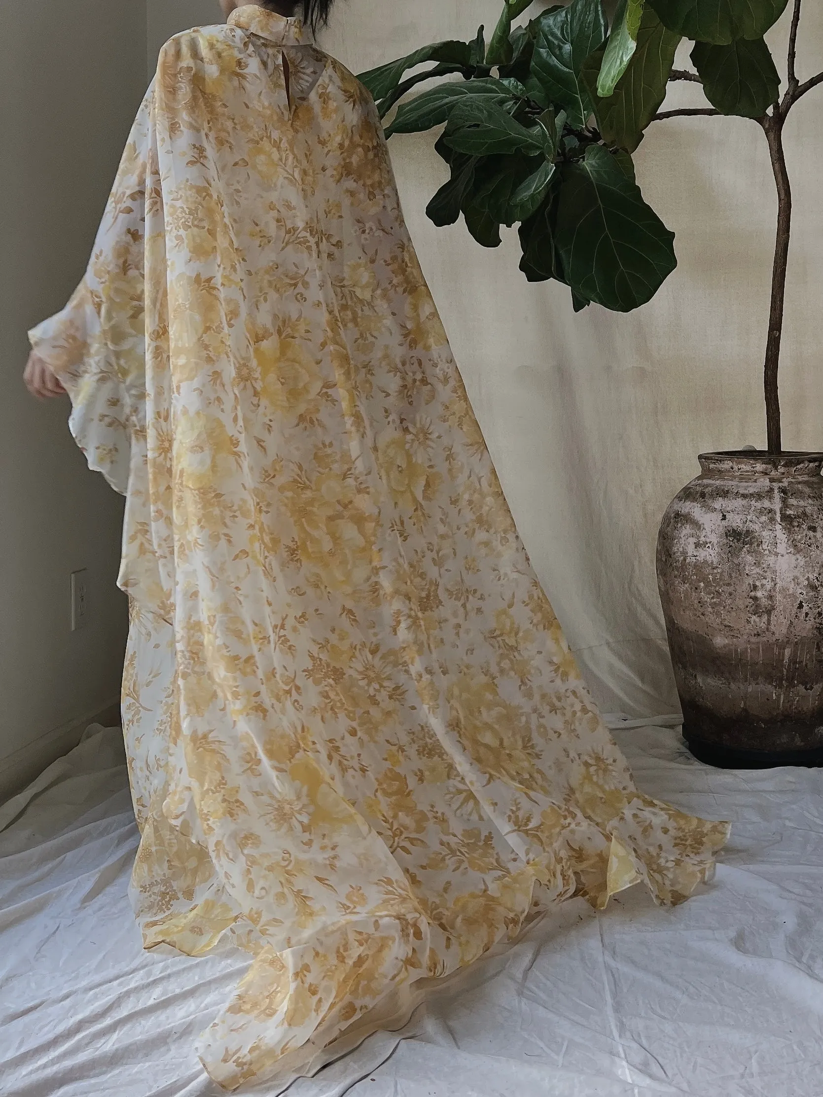 Vintage Voile Cape Dress - S/M