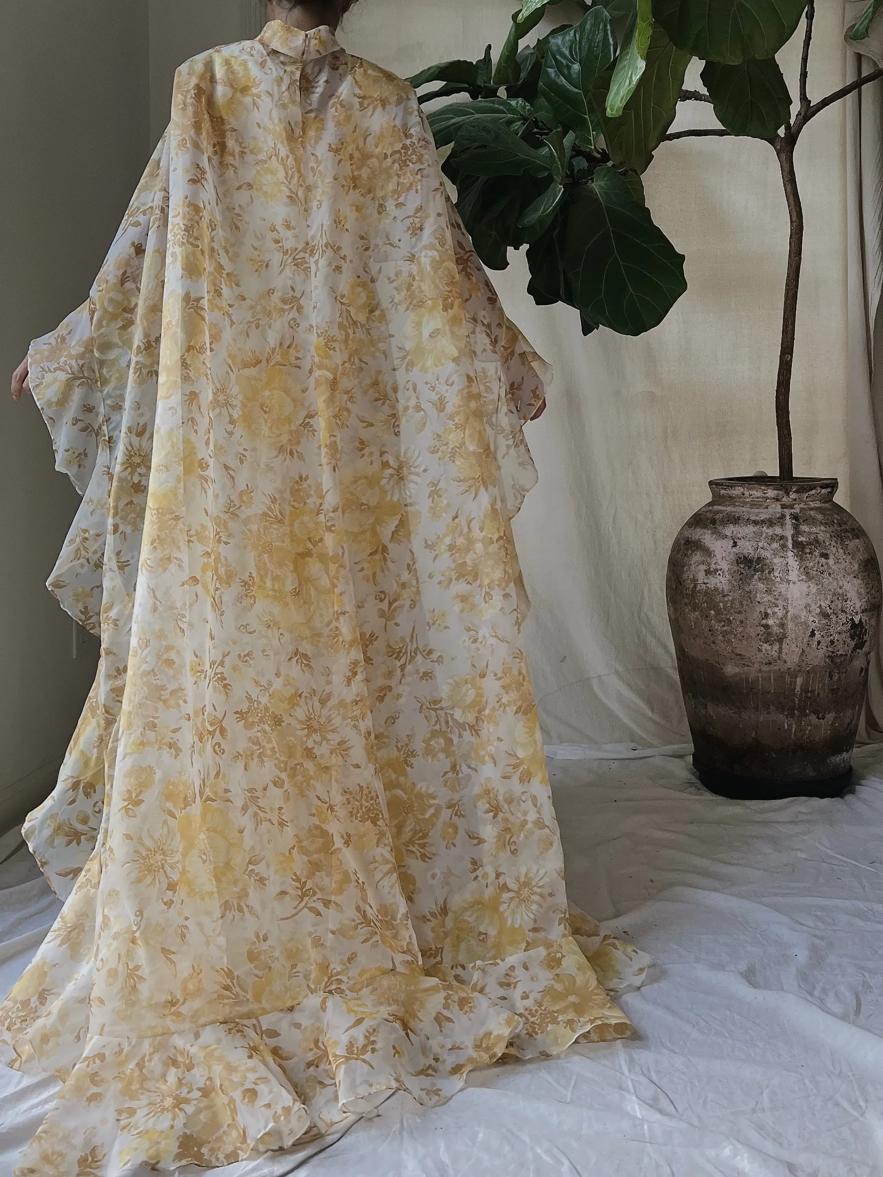 Vintage Voile Cape Dress - S/M