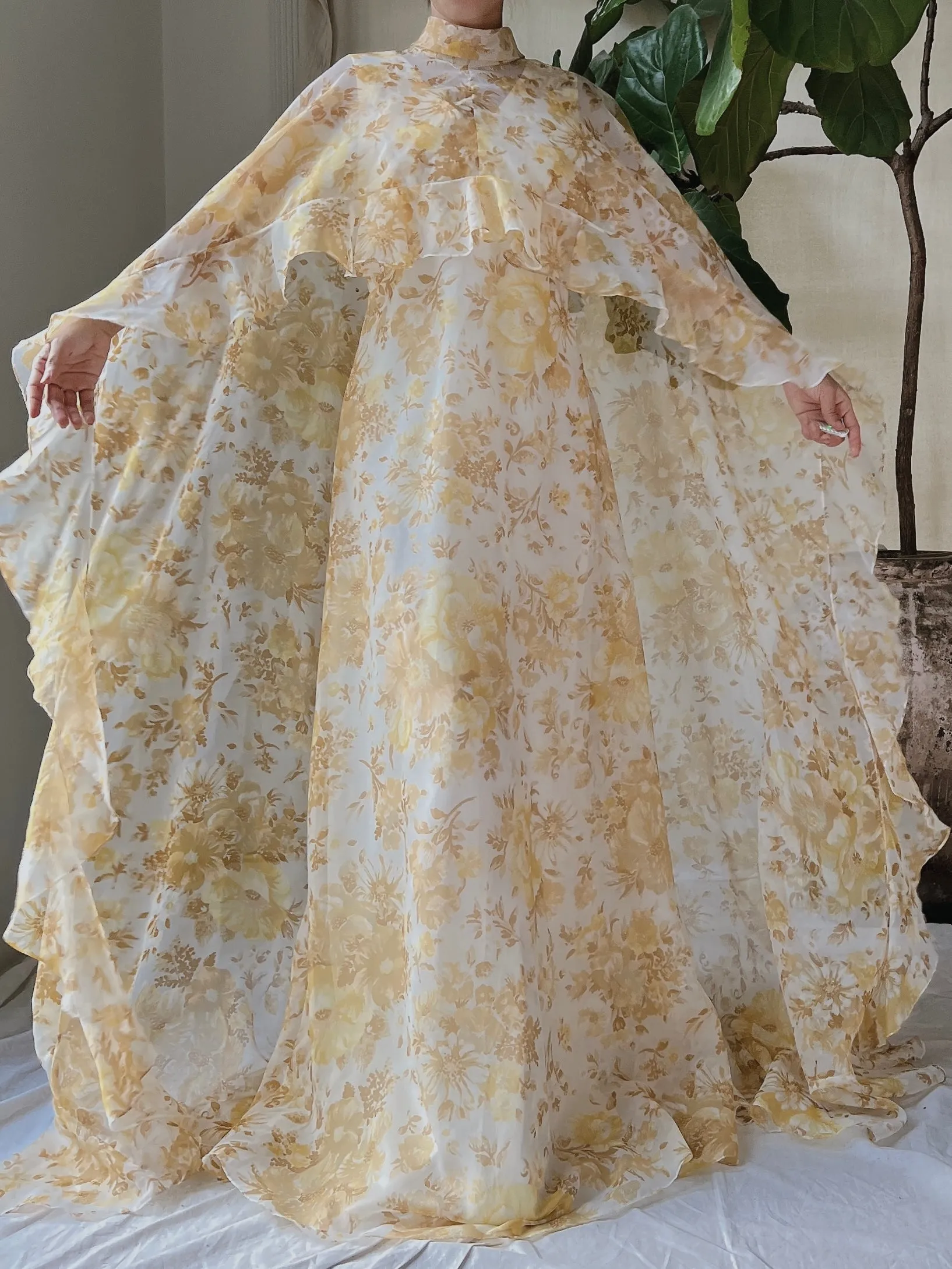 Vintage Voile Cape Dress - S/M