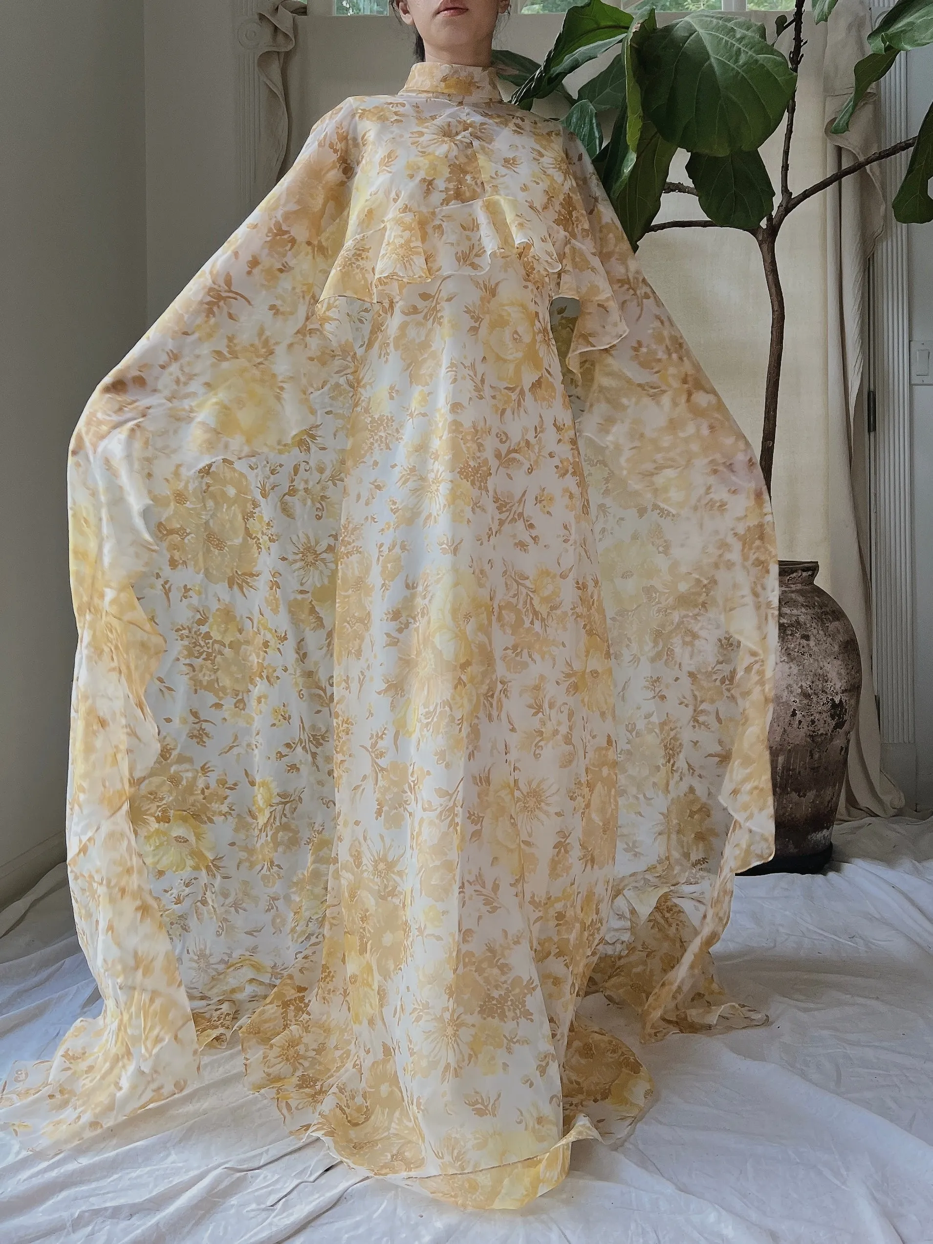 Vintage Voile Cape Dress - S/M