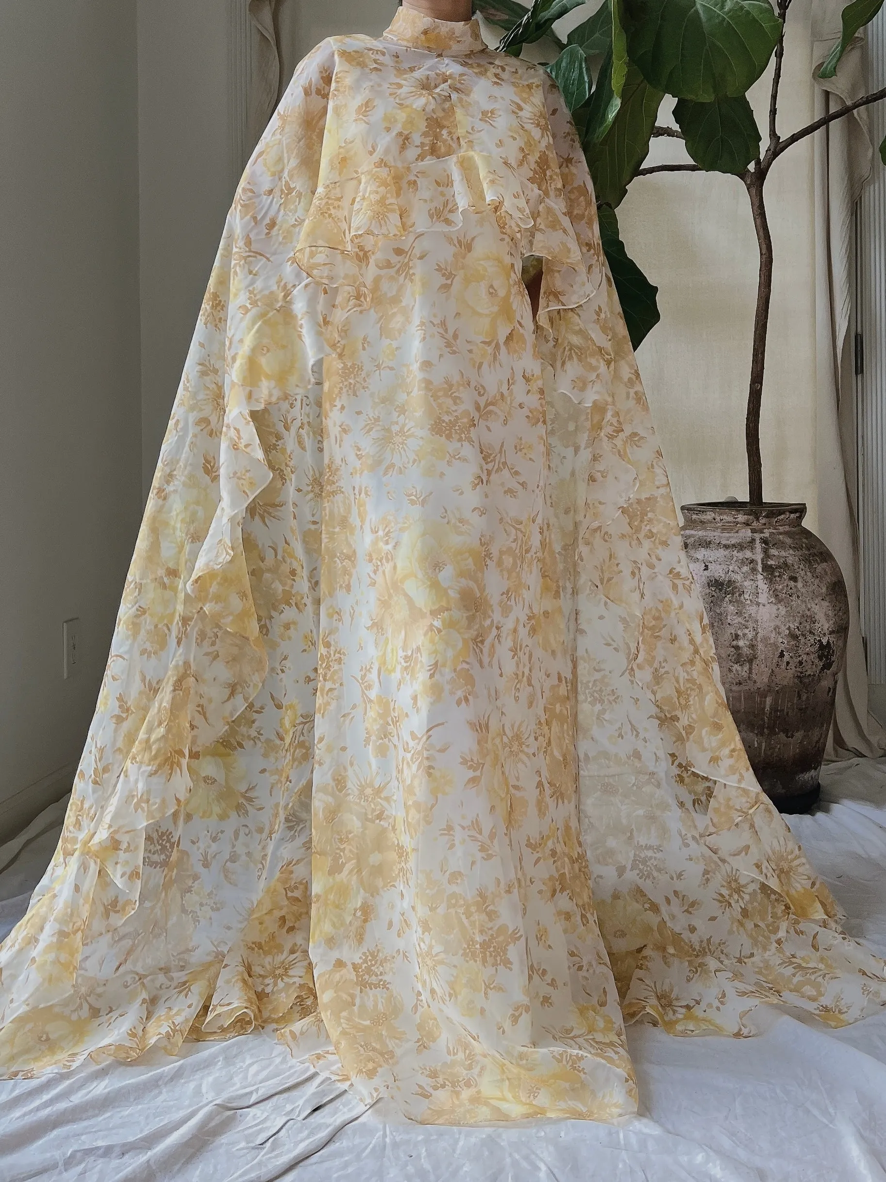 Vintage Voile Cape Dress - S/M