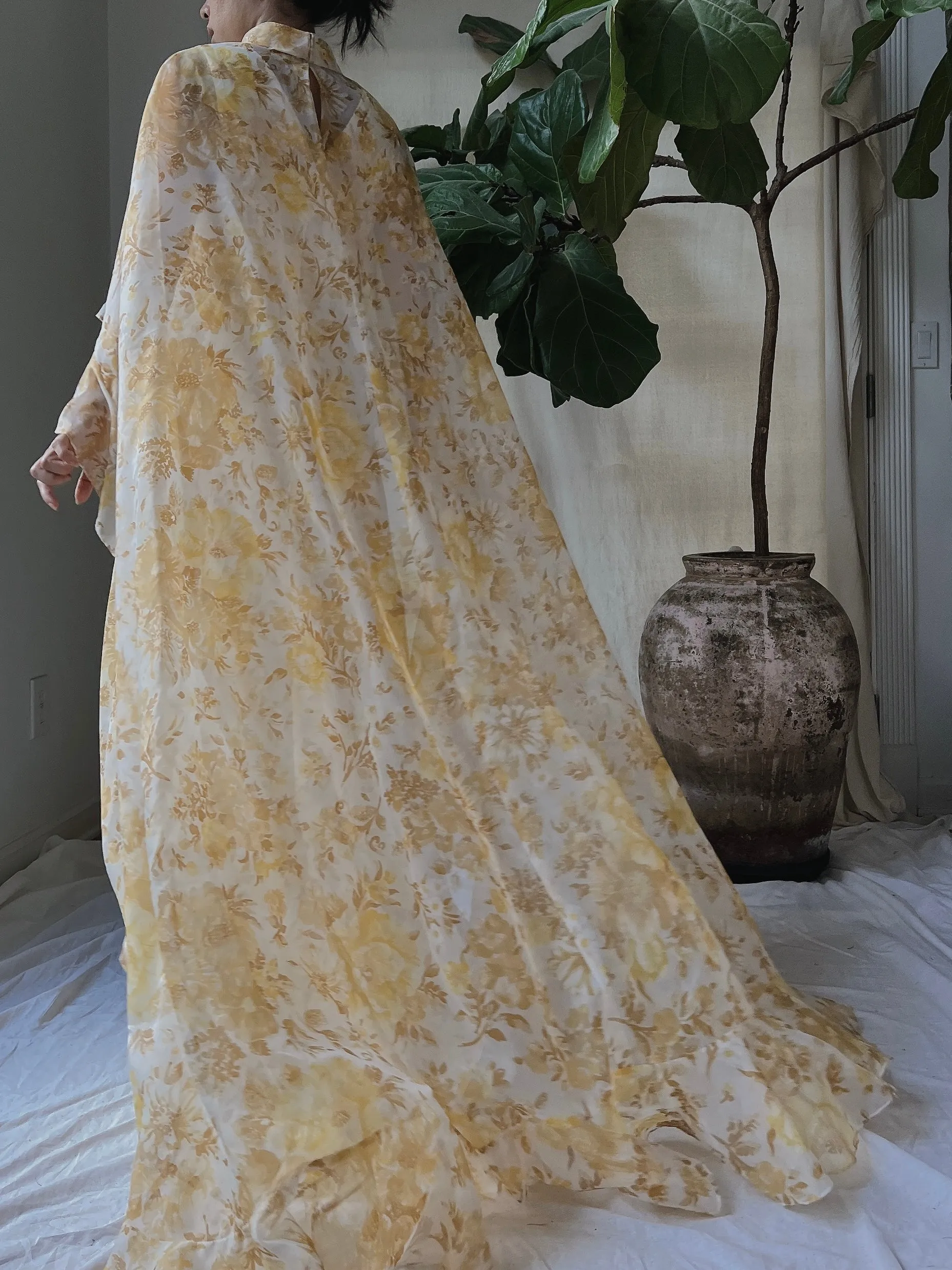 Vintage Voile Cape Dress - S/M