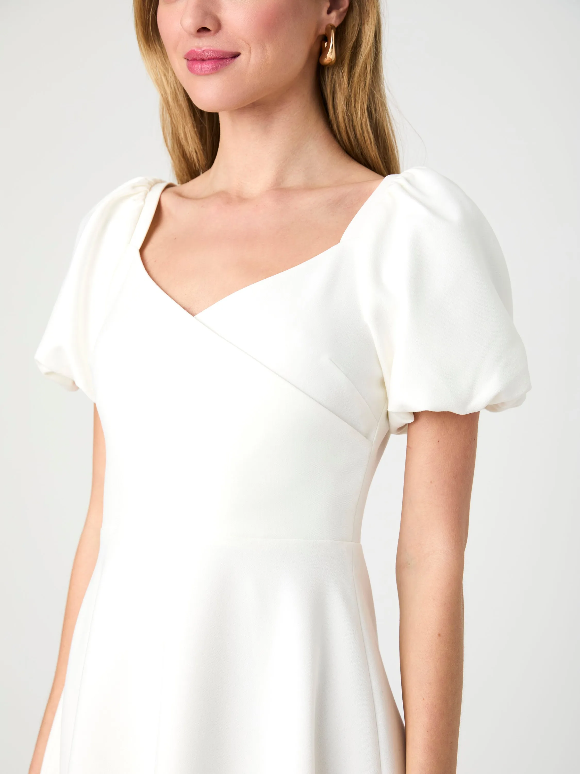 Whisper Puff Sleeve Overlap Mini Dress