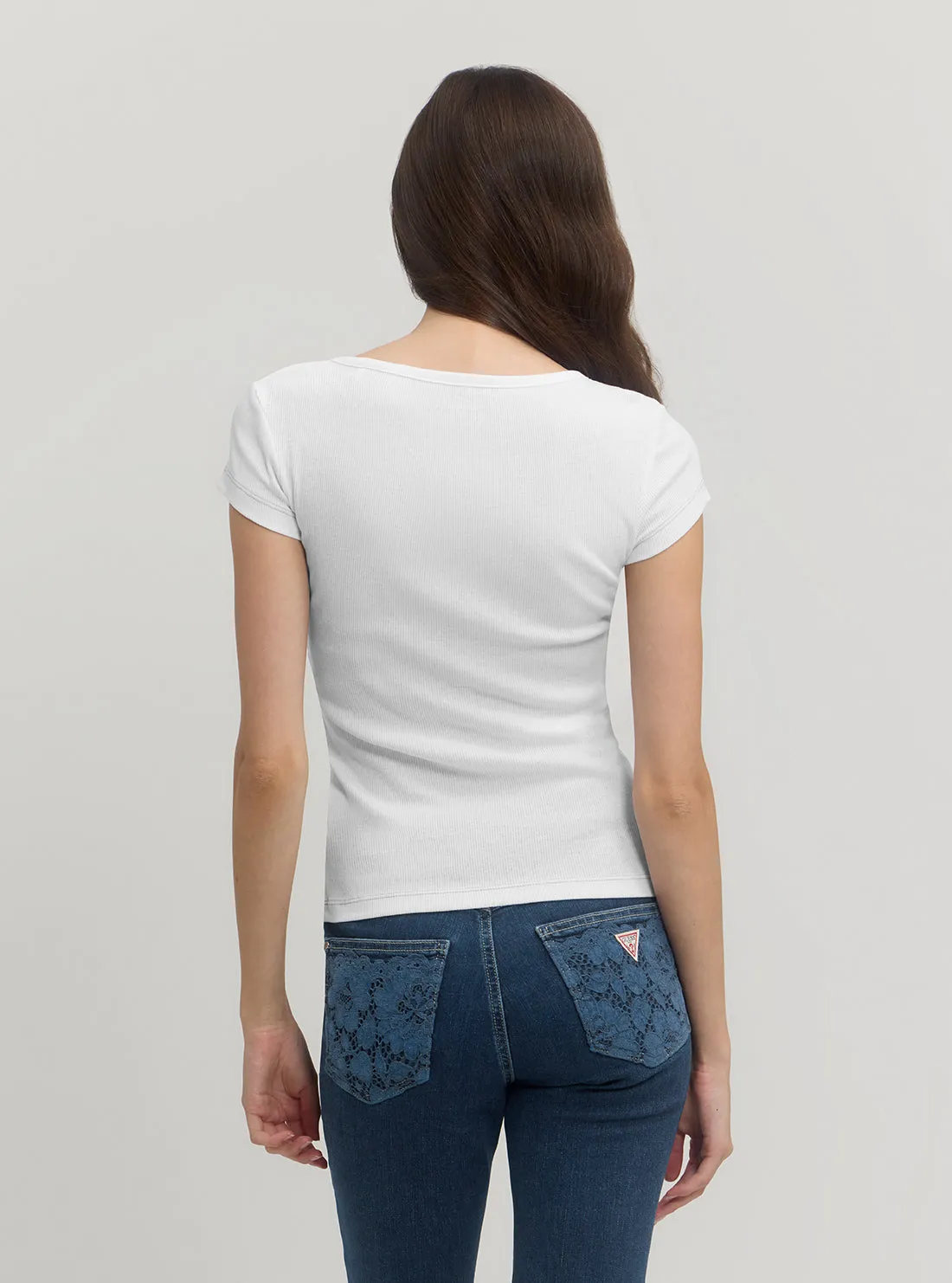 White Henley Olympia Top