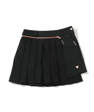 Women's Detachable Pleated Skirt/two Way Shorts Black