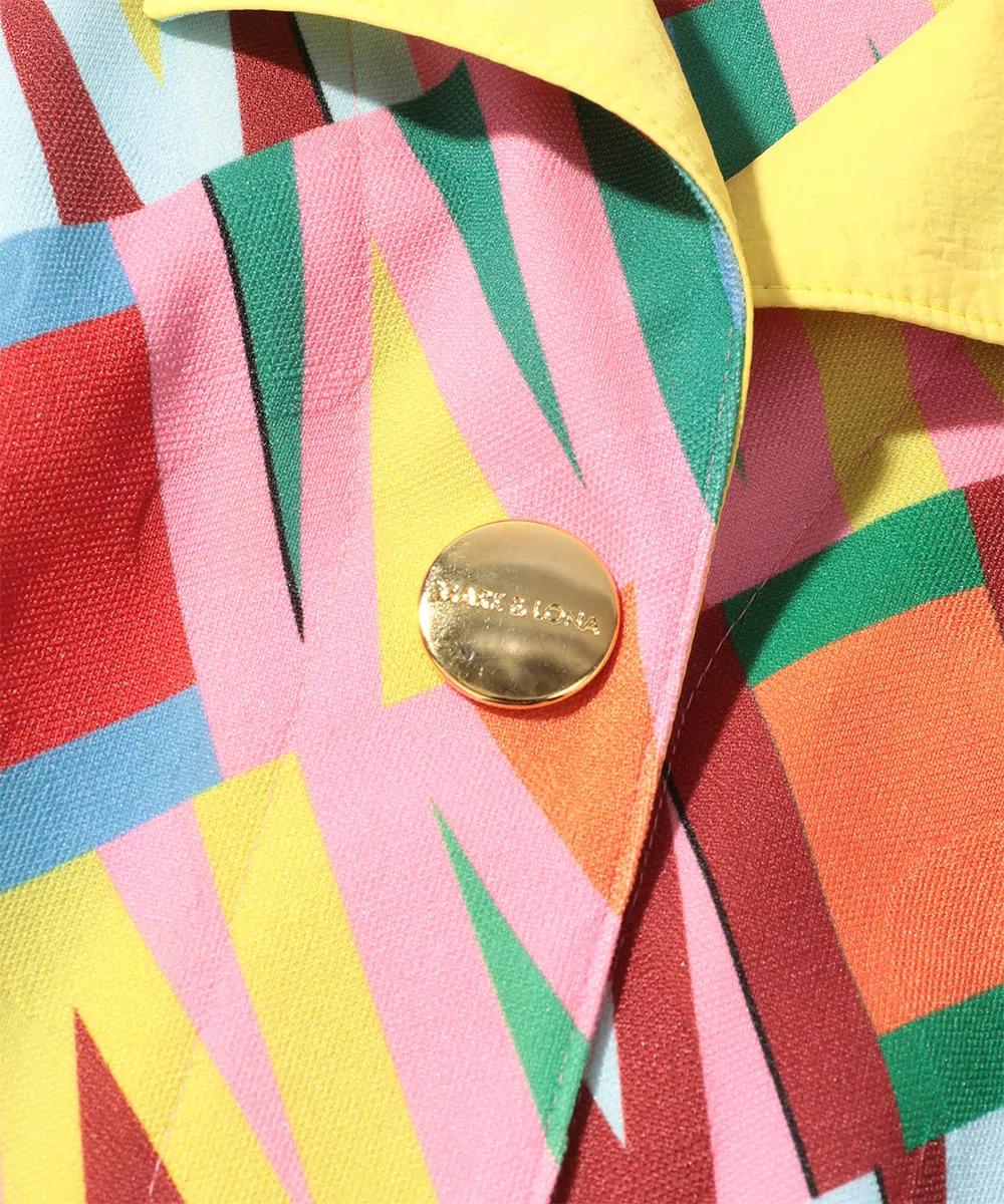 Women's Division Button Up Dress Yellow / Pink